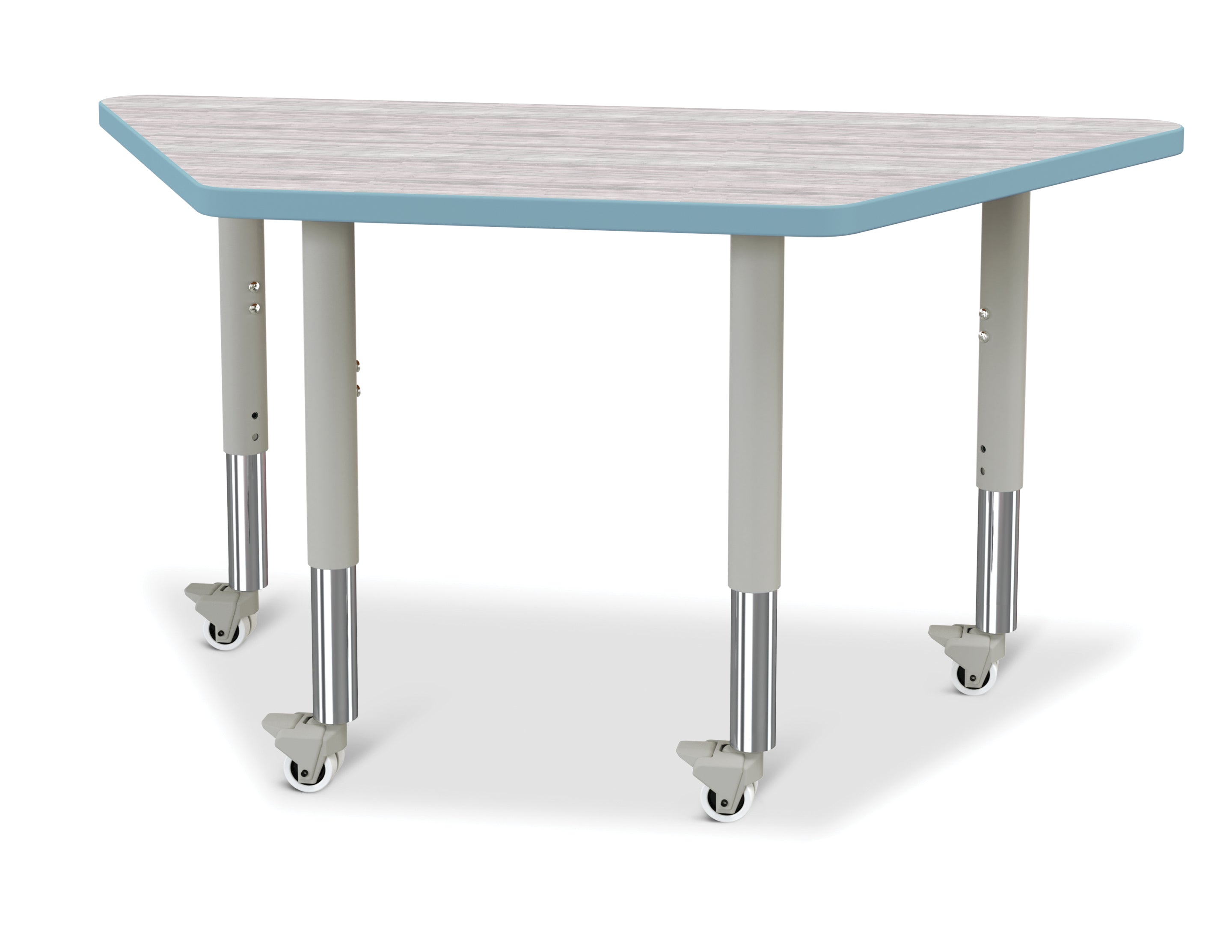 Berries® Trapezoid Activity Table - 24" X 48", Mobile - Driftwood Gray/Coastal Blue/Gray