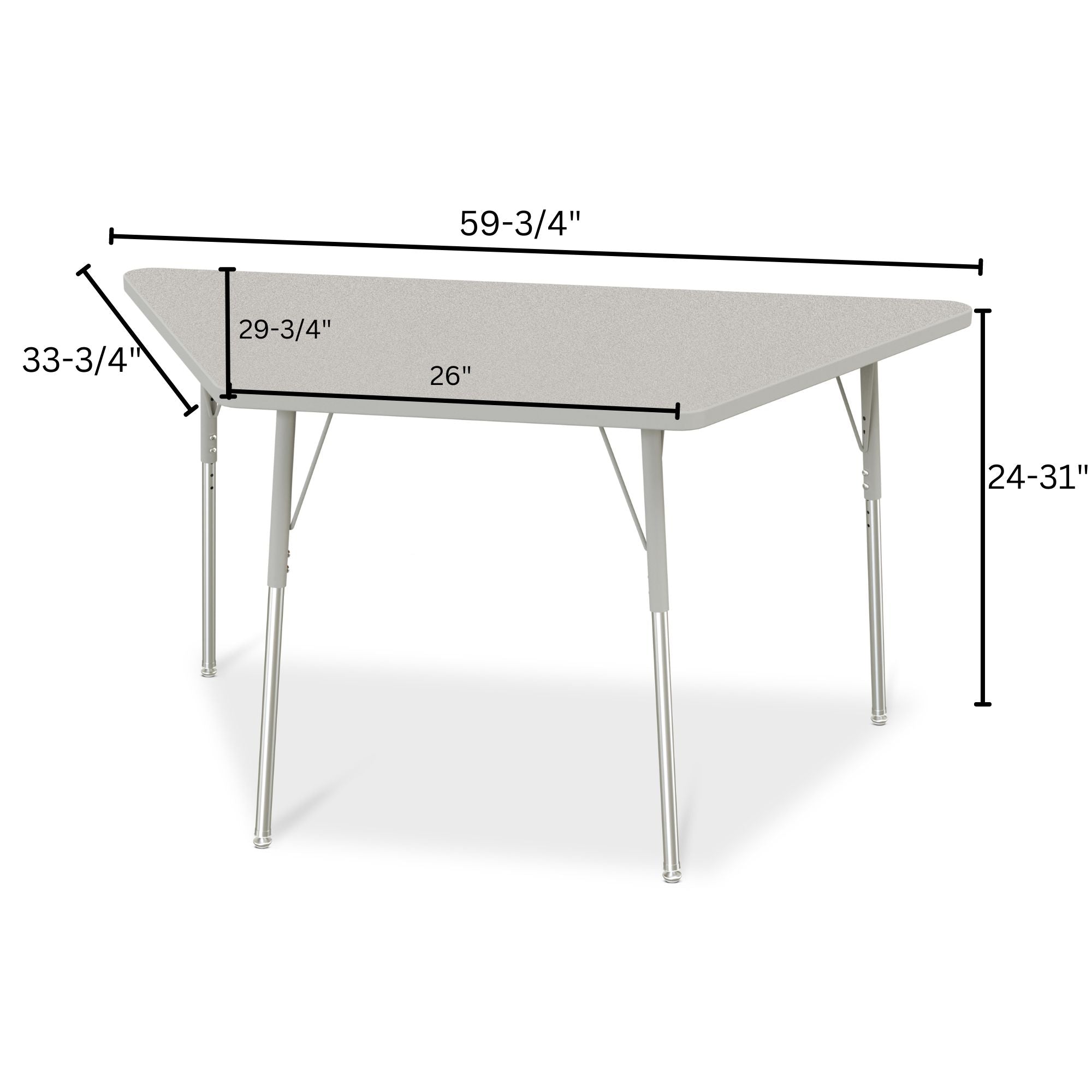 Berries® Trapezoid Activity Tables - 30" X 60", A-height - Freckled Gray/Gray/Gray