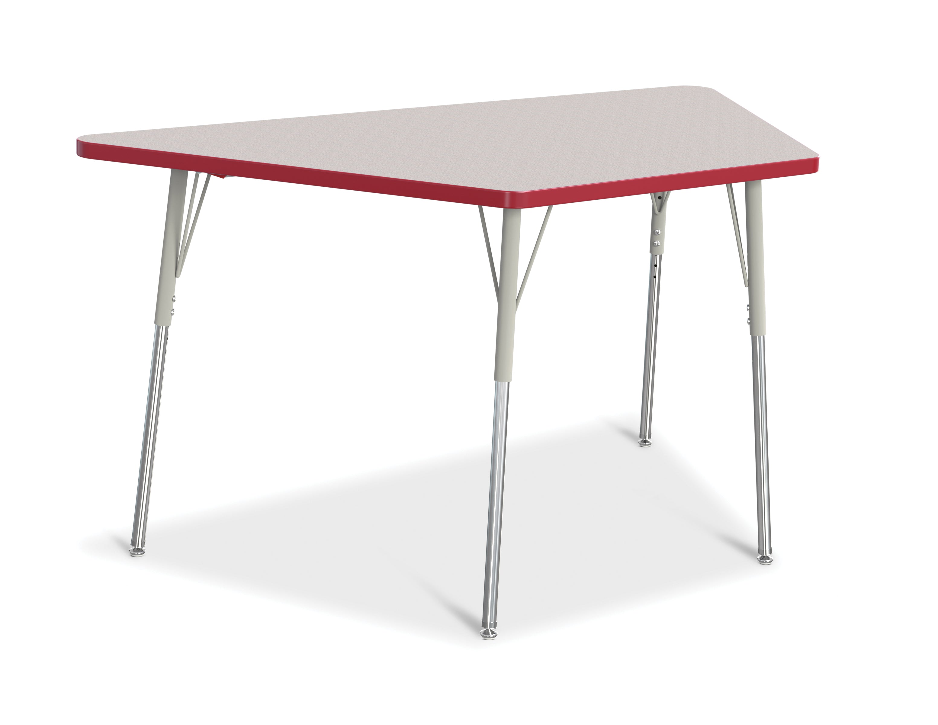 Berries® Trapezoid Activity Tables - 30" X 60", A-height - Freckled Gray/Red/Gray