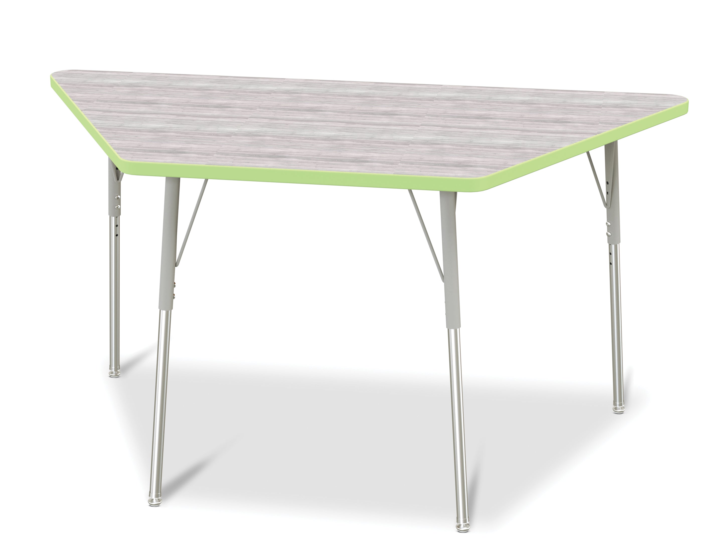 Berries® Trapezoid Activity Table - 30" X 60", A-height - Driftwood Gray/Key Lime/Gray