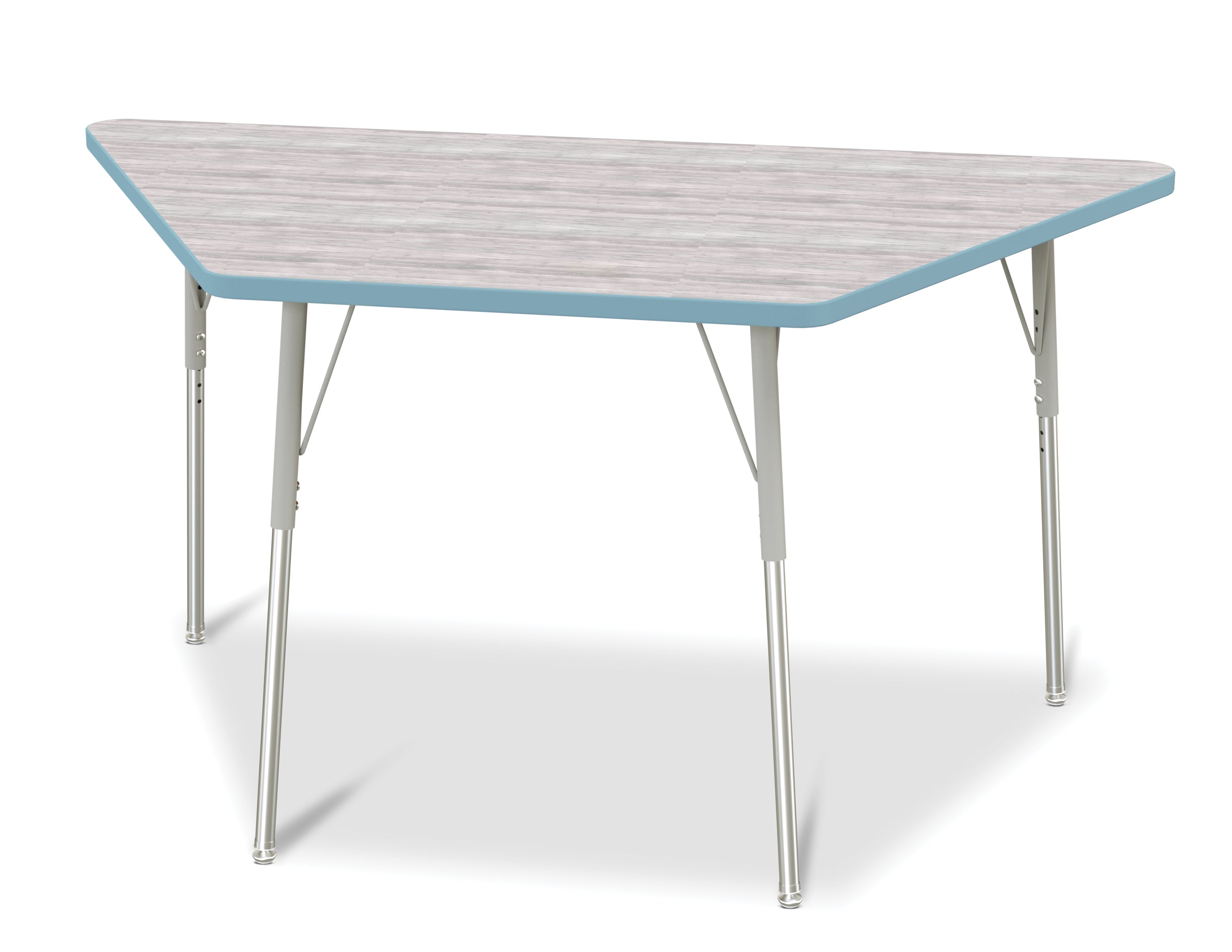 Berries® Trapezoid Activity Table - 30" X 60", A-height - Driftwood Gray/Coastal Blue/Gray