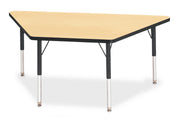 Berries® Trapezoid Activity Tables - 30" X 60", E-height - Maple/Black/Black