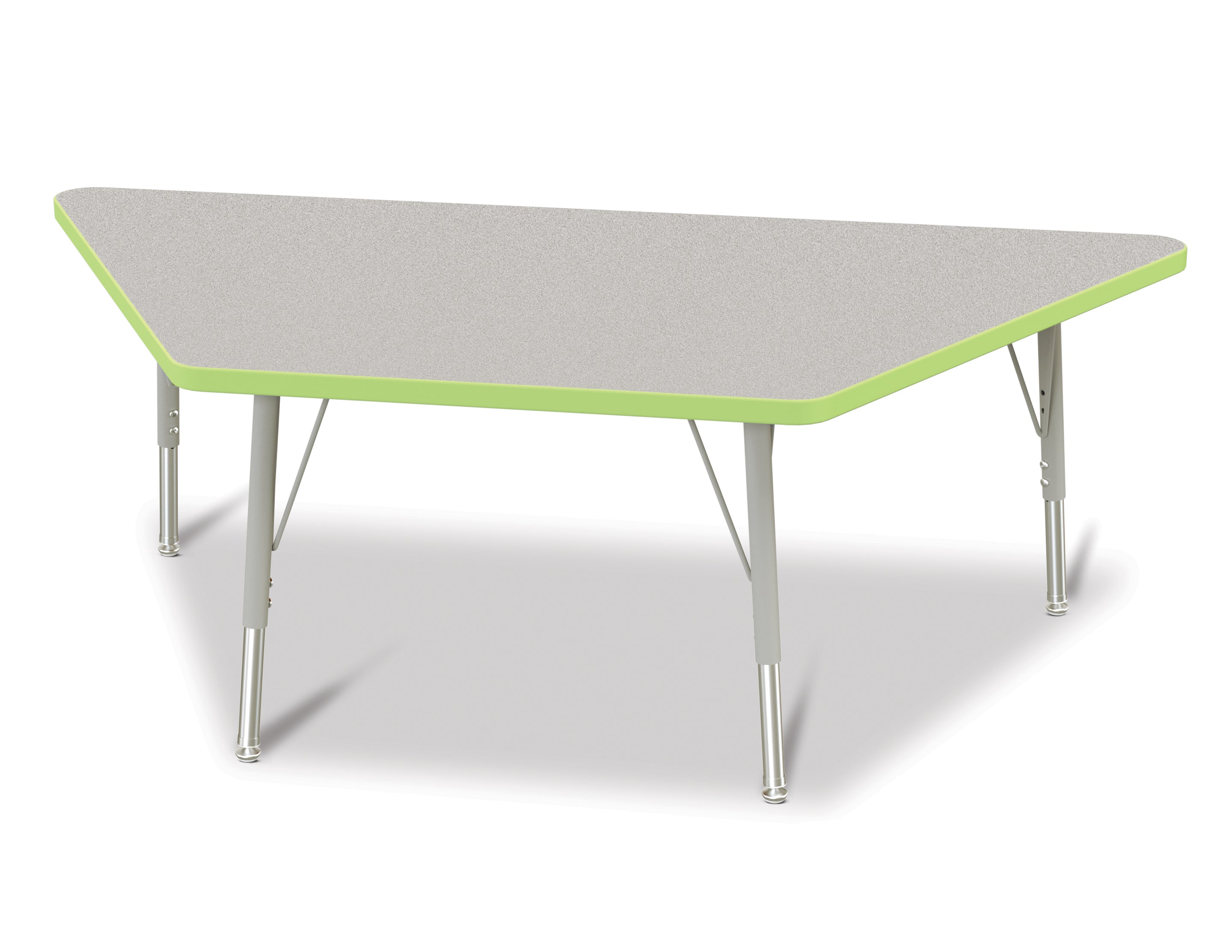 Berries® Trapezoid Activity Tables - 30" X 60", E-height - Freckled Gray/Key Lime/Gray
