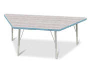Berries® Trapezoid Activity Table - 30" X 60", E-height - Driftwood Gray/Coastal Blue/Gray
