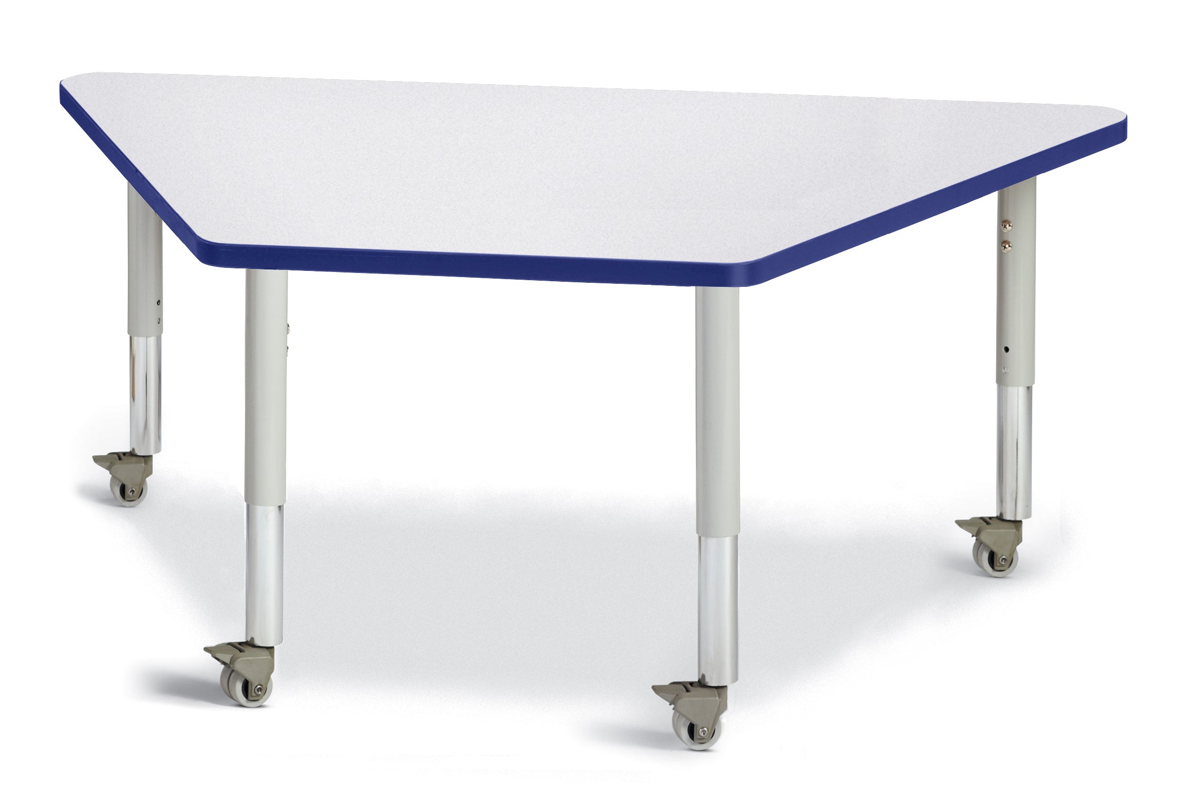 Berries® Trapezoid Activity Tables - 30" X 60", Mobile - Freckled Gray/Blue/Gray