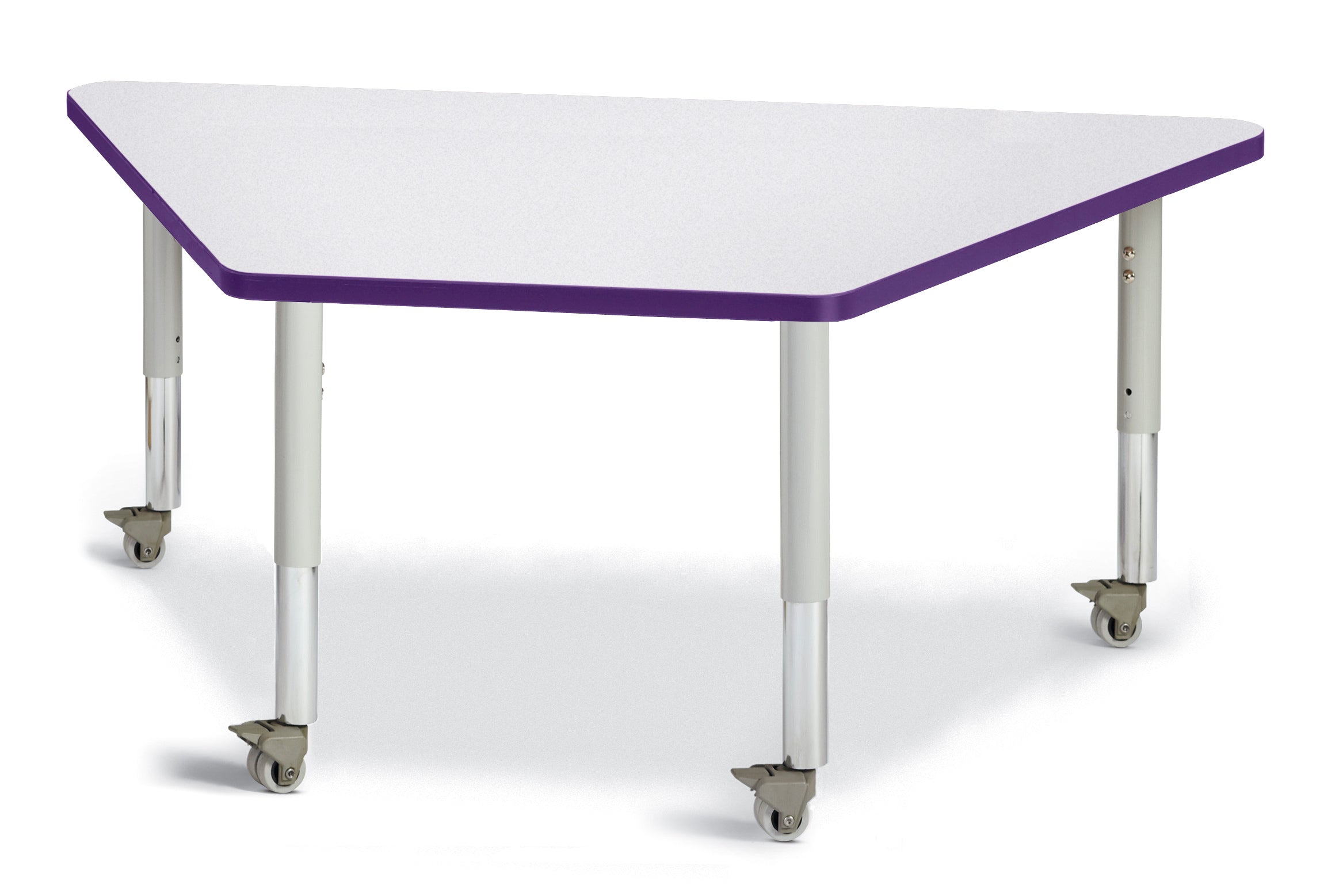 Berries® Trapezoid Activity Tables - 30" X 60", Mobile - Freckled Gray/Purple/Gray