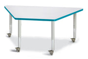 Berries® Trapezoid Activity Tables - 30" X 60", Mobile - Freckled Gray/Teal/Gray
