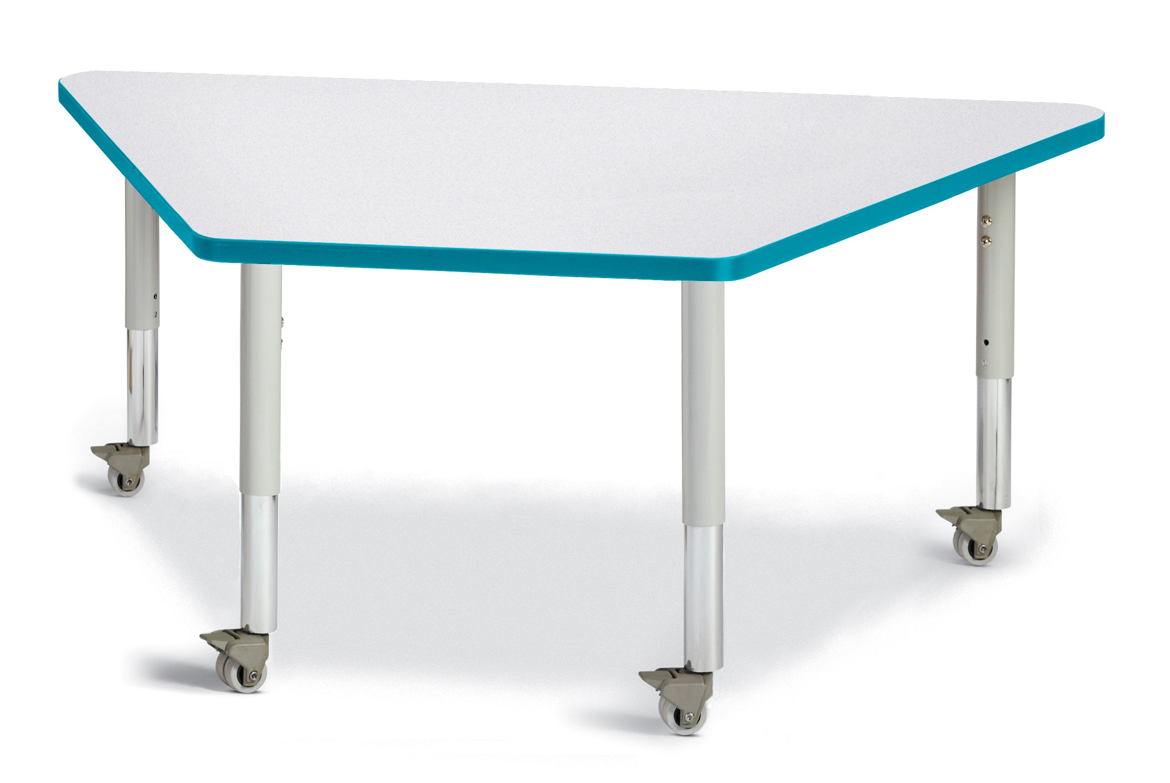 Berries® Trapezoid Activity Tables - 30" X 60", Mobile - Freckled Gray/Teal/Gray