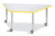 Berries® Trapezoid Activity Tables - 30" X 60", Mobile - Freckled Gray/Yellow/Gray