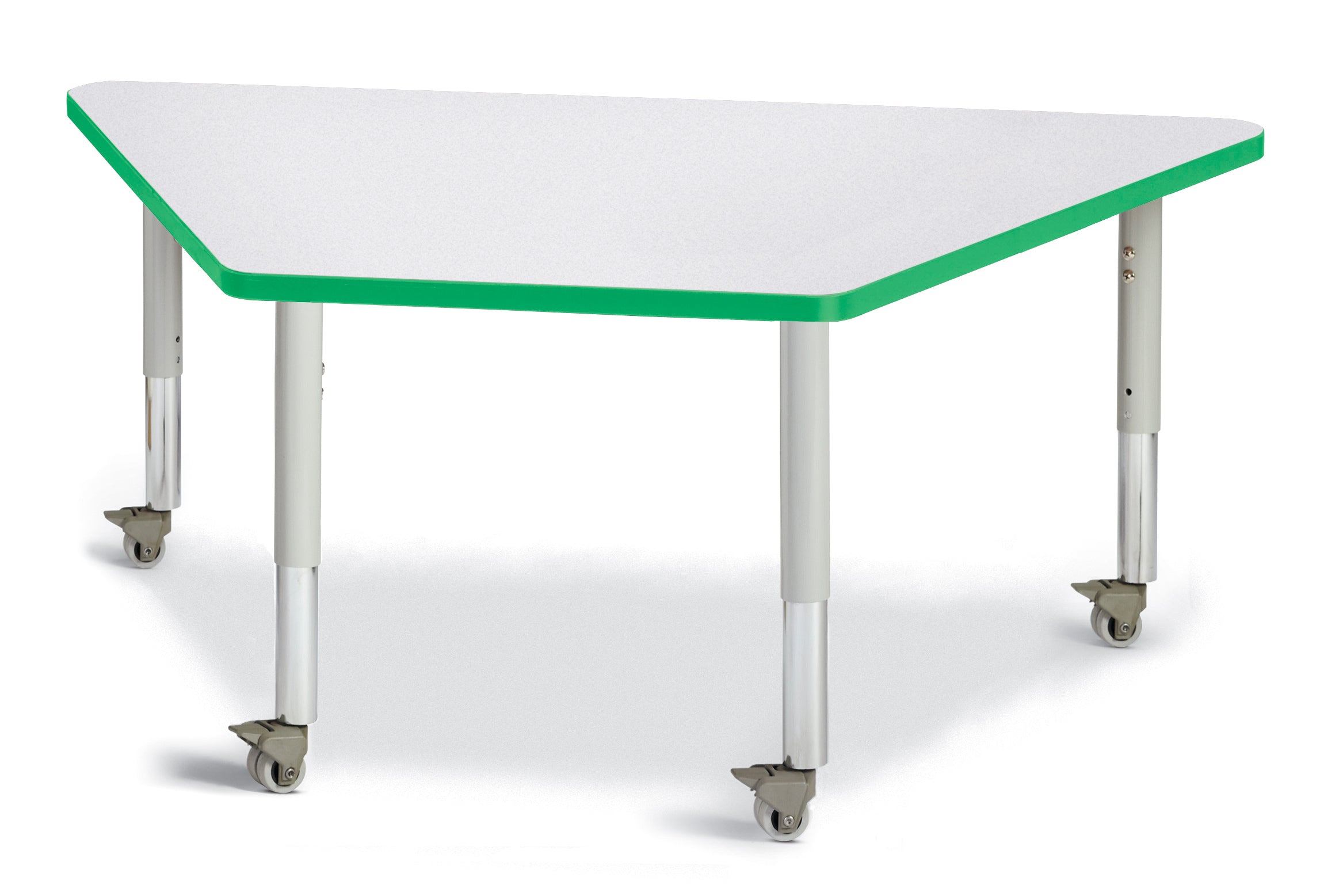 Berries® Trapezoid Activity Tables - 30" X 60", Mobile - Freckled Gray/Green/Gray