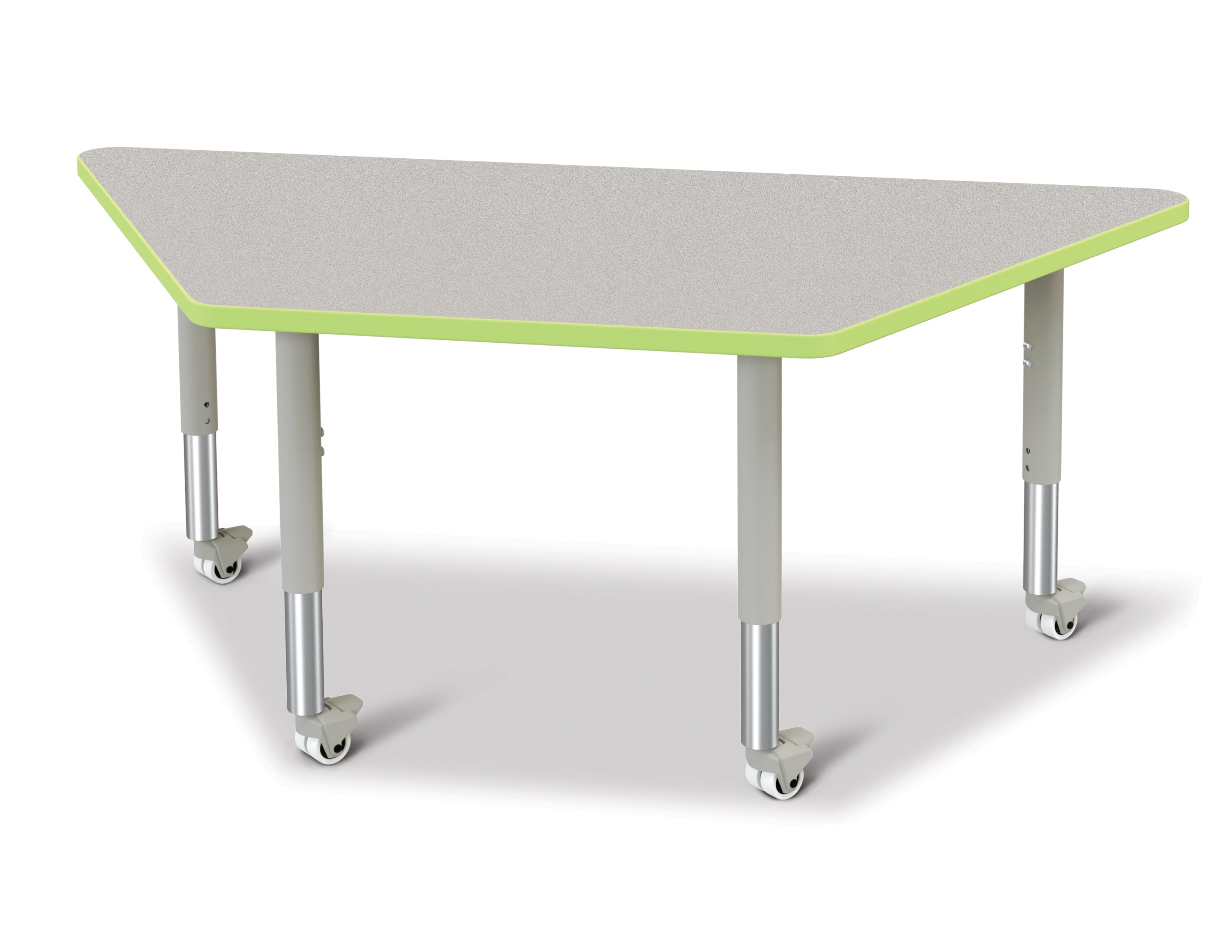 Berries® Trapezoid Activity Tables - 30" X 60", Mobile - Freckled Gray/Key Lime/Gray