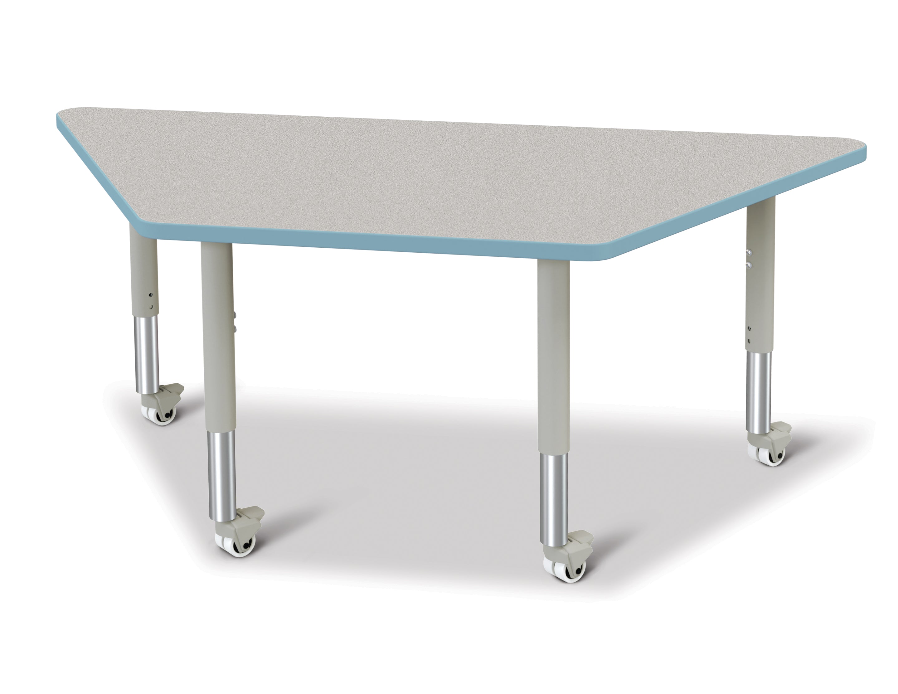 Berries® Trapezoid Activity Tables - 30" X 60", Mobile - Freckled Gray/Coastal Blue/Gray