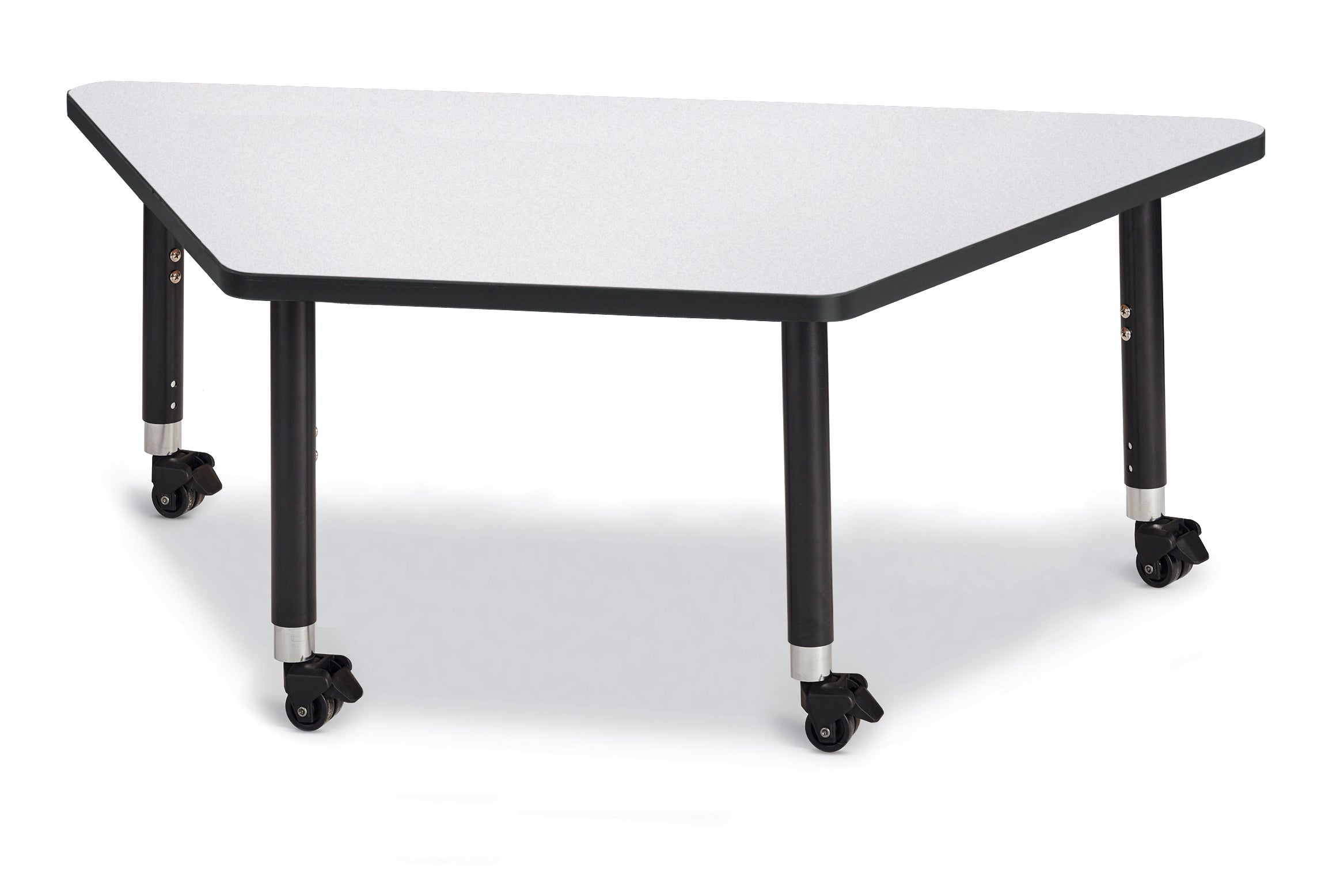 Berries® Trapezoid Activity Tables - 30" X 60", Mobile - Freckled Gray/Black/Black