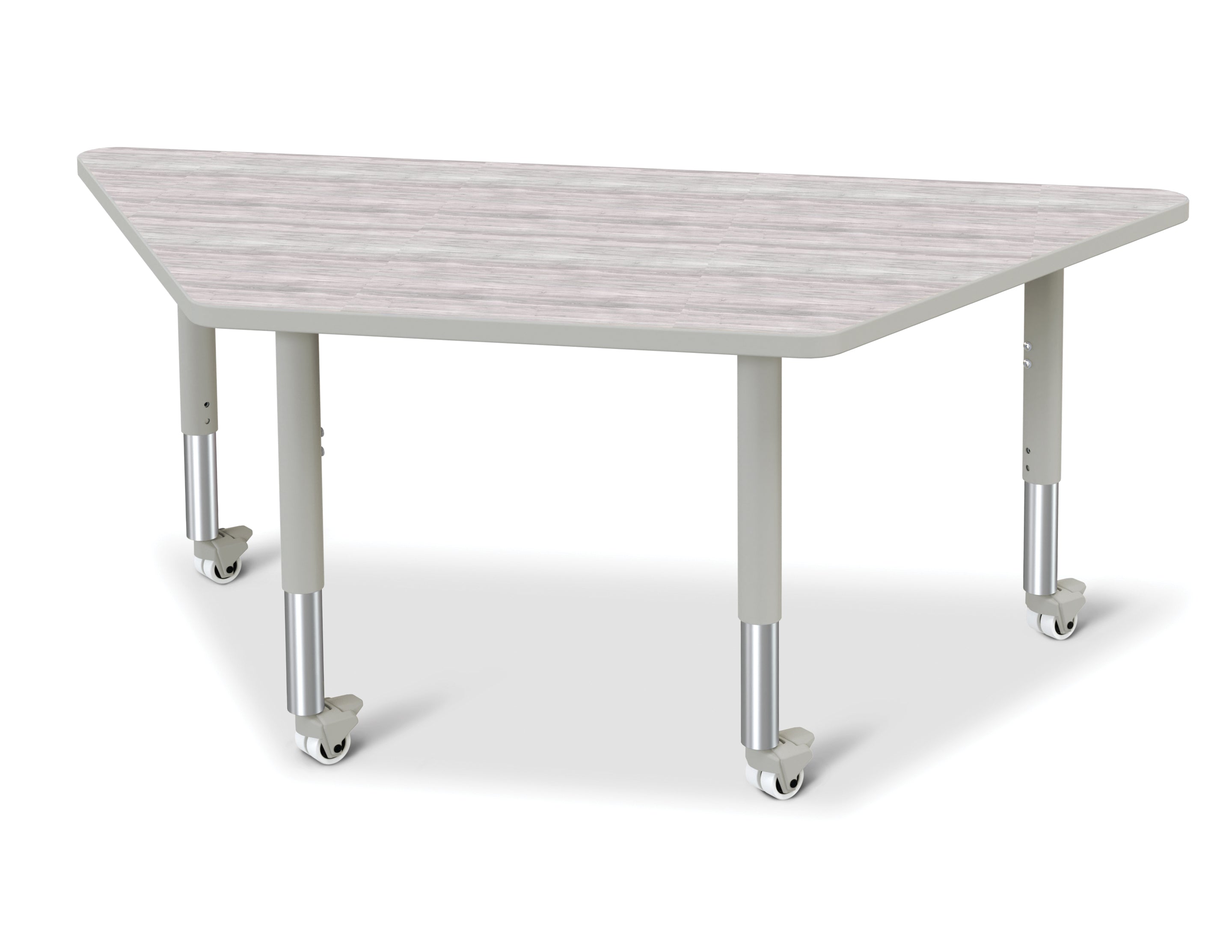 Berries® Trapezoid Activity Table - 30" X 60", Mobile - Driftwood Gray/Gray/Gray
