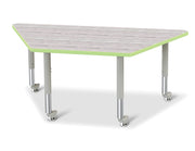 Berries® Trapezoid Activity Table - 30" X 60", Mobile - Driftwood Gray/Key Lime/Gray