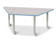 Berries® Trapezoid Activity Table - 30" X 60", Mobile - Driftwood Gray/Coastal Blue/Gray