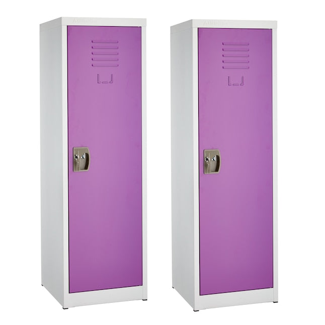 AdirOffice 48 in. H x 15 in. W Steel Single Tier Locker in Purple 2 Pack