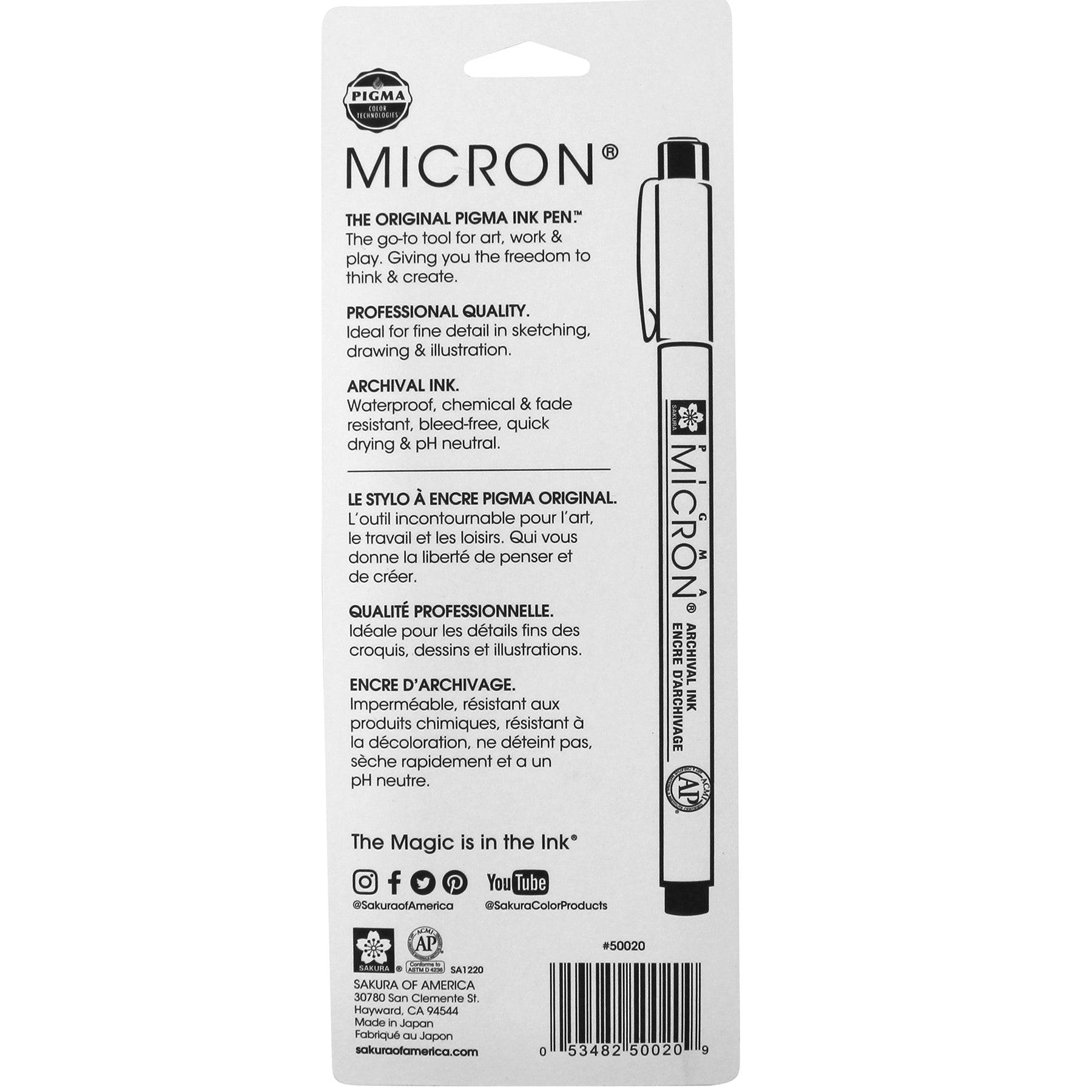 Pigma Micron Pens, Size 01 Fine Point, Black, 3-Pack, Blister Pack