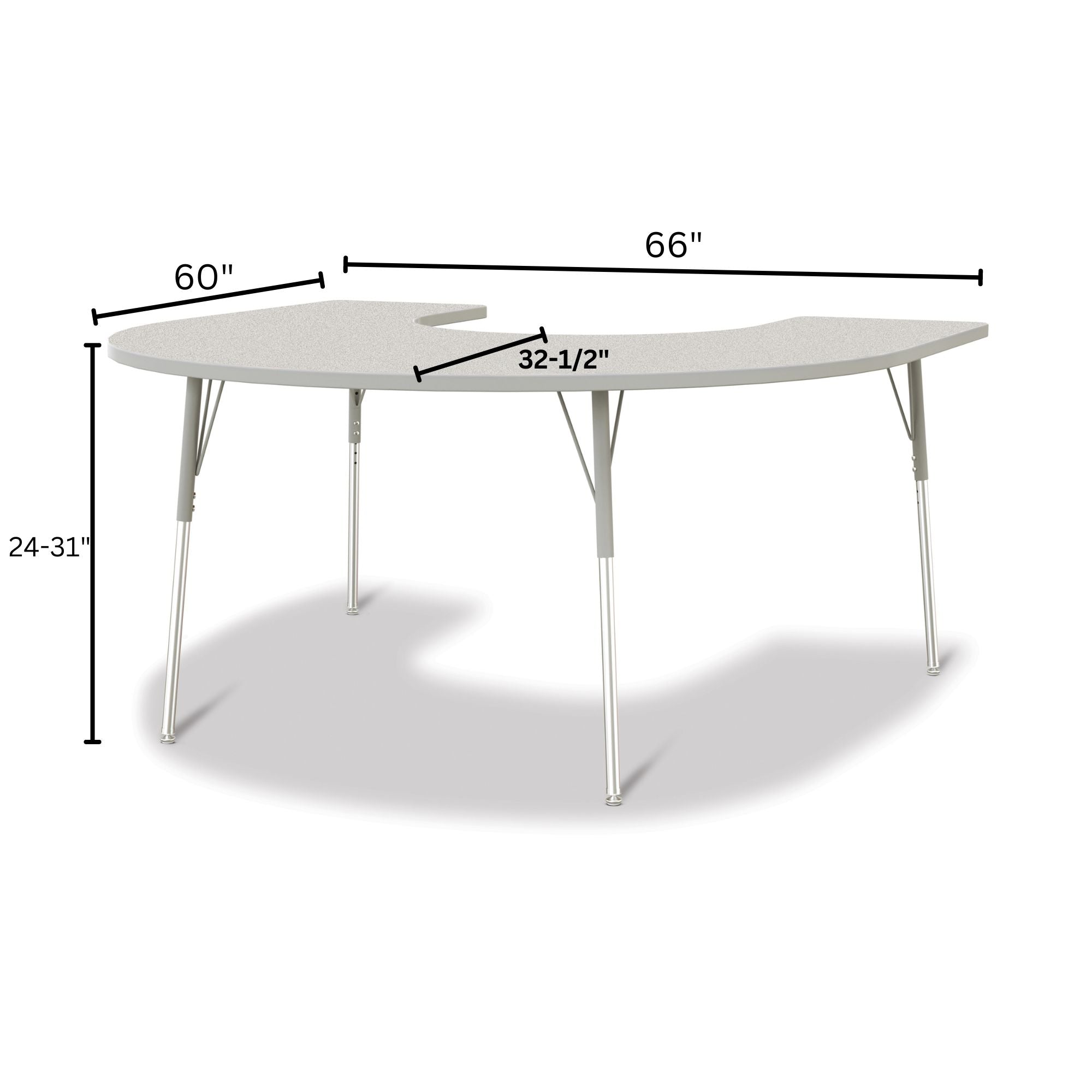 Berries® Horseshoe Activity Table - 66" X 60", A-height - Freckled Gray/Gray/Gray