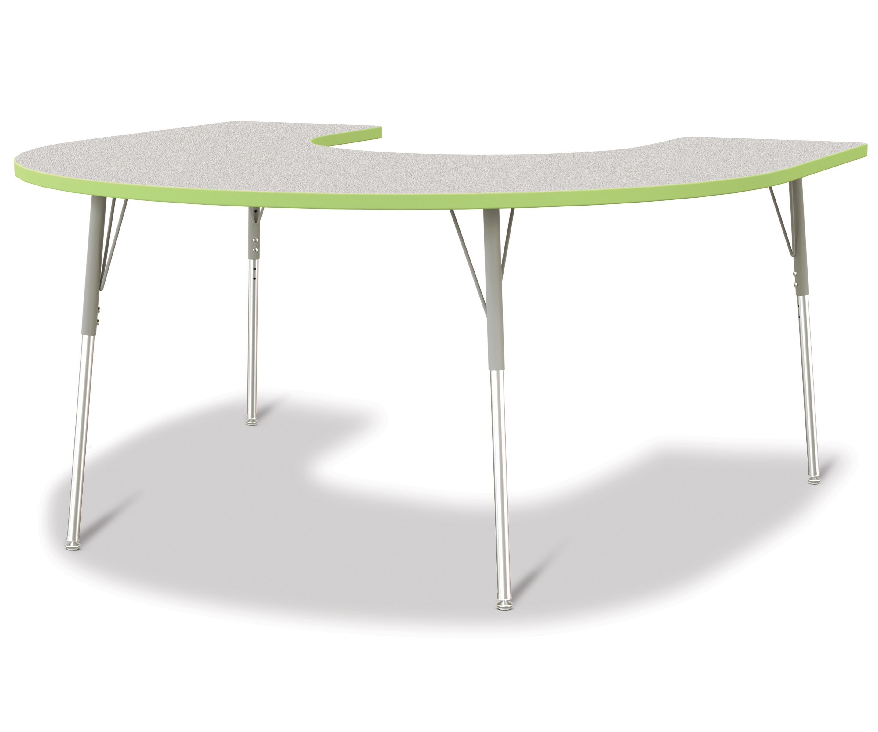Berries® Horseshoe Activity Table - 66" X 60", A-height - Freckled Gray/Key Lime/Gray