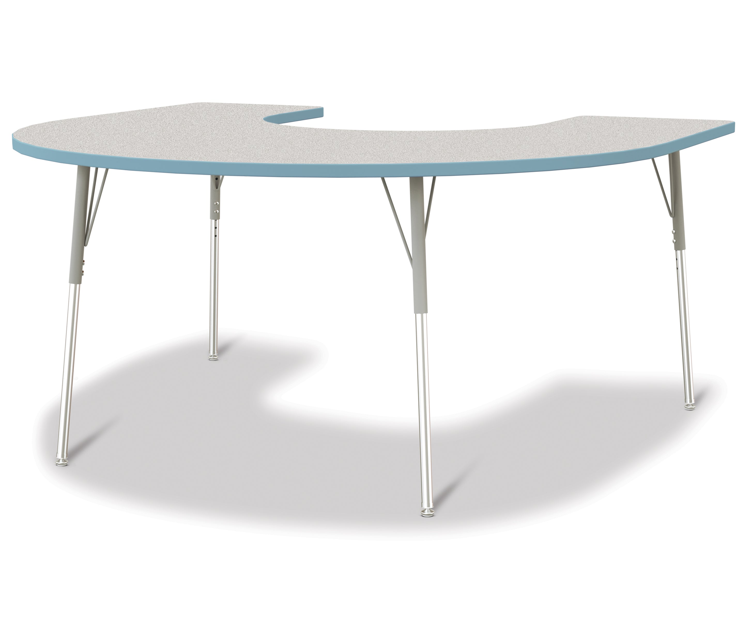 Berries® Horseshoe Activity Table - 66" X 60", A-height - Freckled Gray/Coastal Blue/Gray