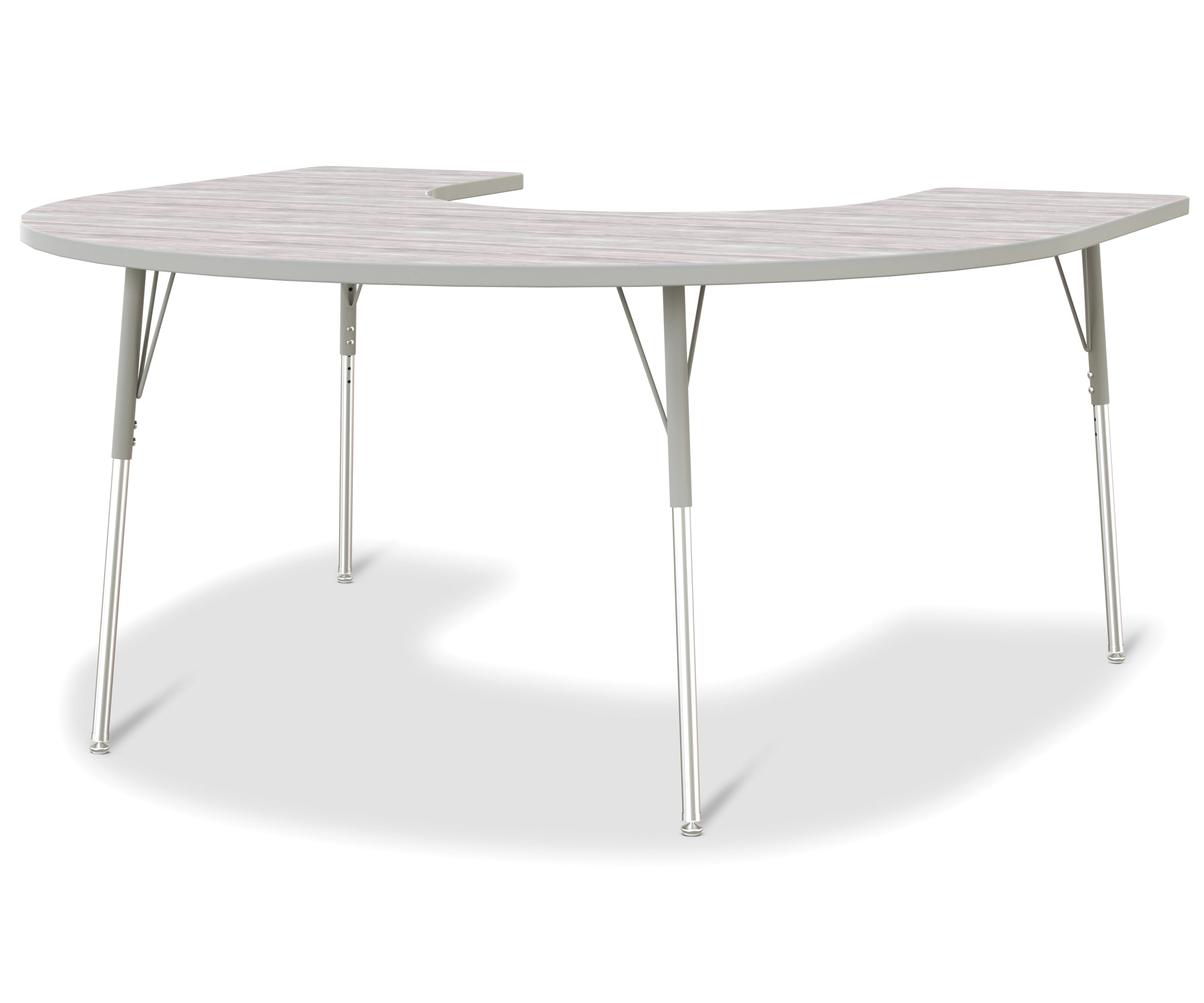 Berries® Horseshoe Activity Table - 60" X 66", A-height - Driftwood Gray/Gray/Gray