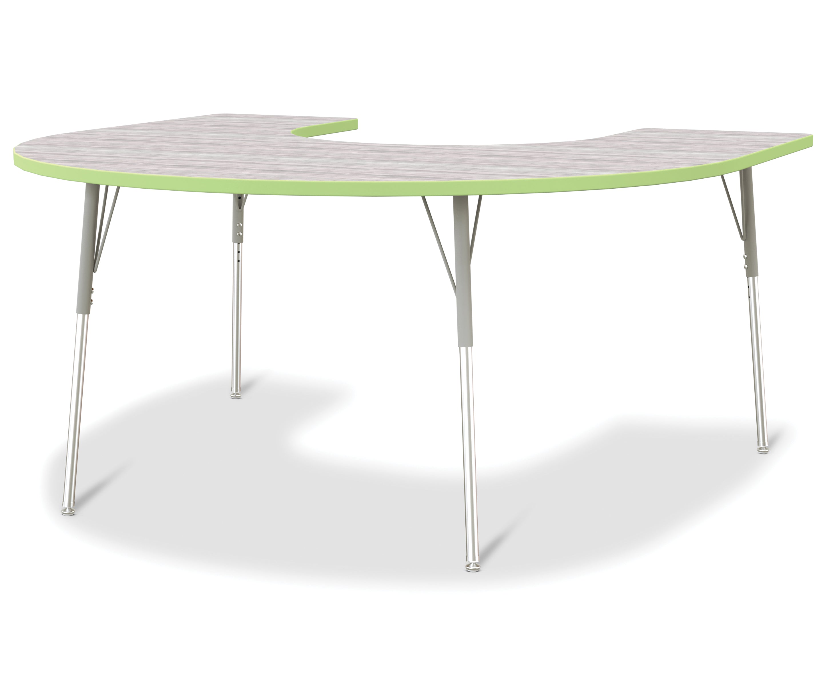 Berries® Horseshoe Activity Table - 60" X 66", A-height - Driftwood Gray/Key Lime/Gray