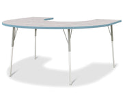 Berries® Horseshoe Activity Table - 60" X 66", A-height - Driftwood Gray/Coastal Blue/Gray