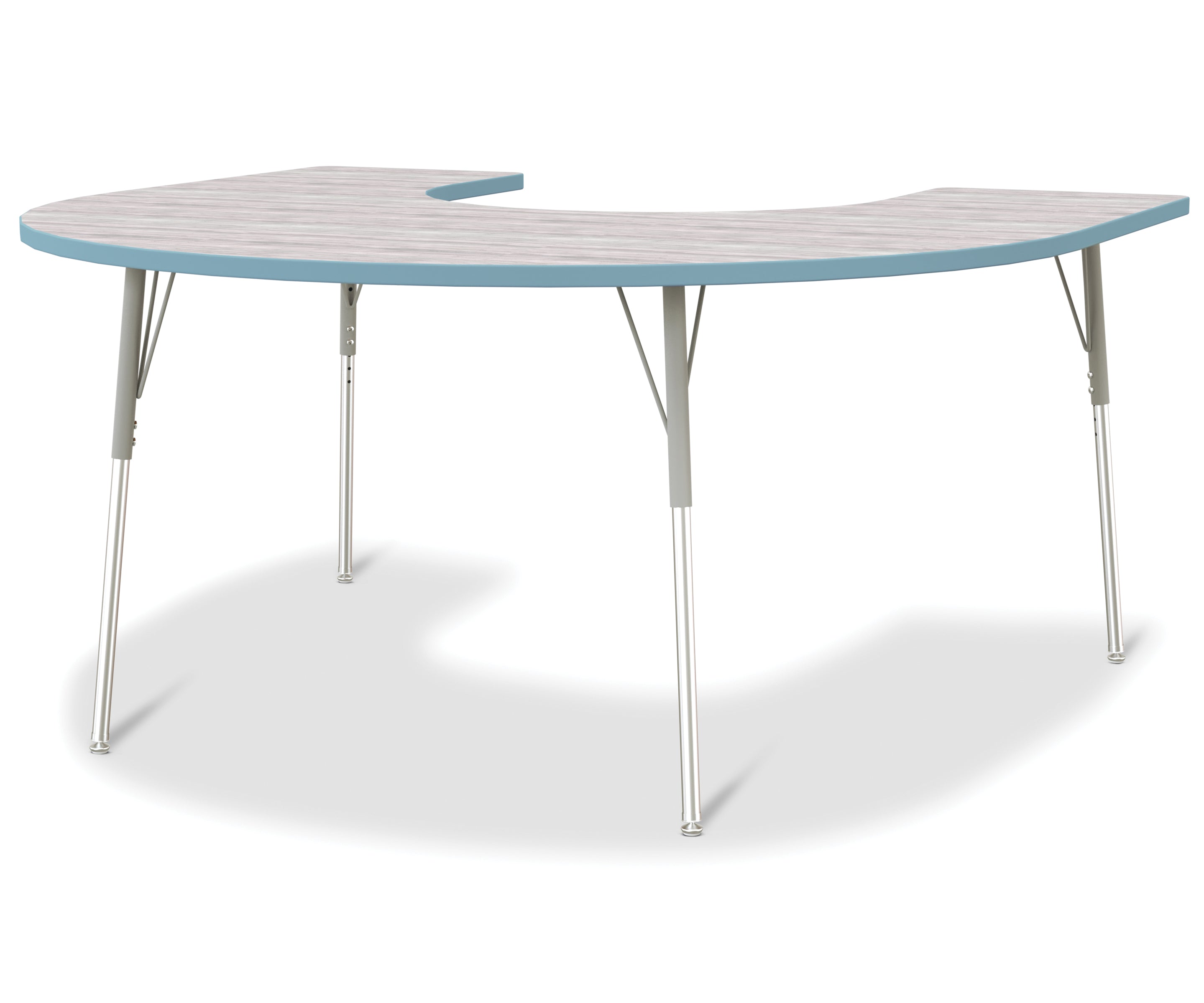 Berries® Horseshoe Activity Table - 60" X 66", A-height - Driftwood Gray/Coastal Blue/Gray