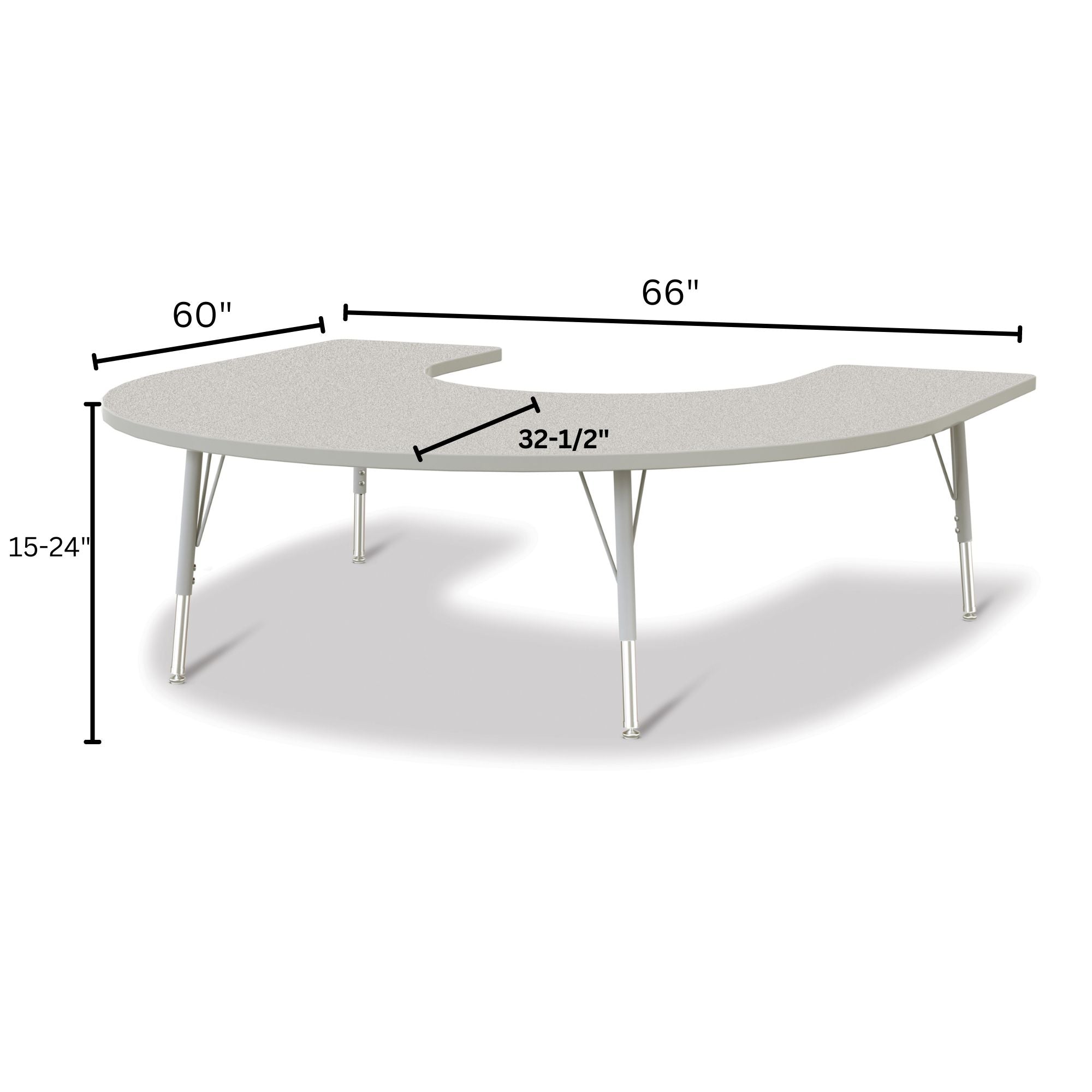 Berries® Horseshoe Activity Table - 66" X 60", E-height - Freckled Gray/Gray/Gray