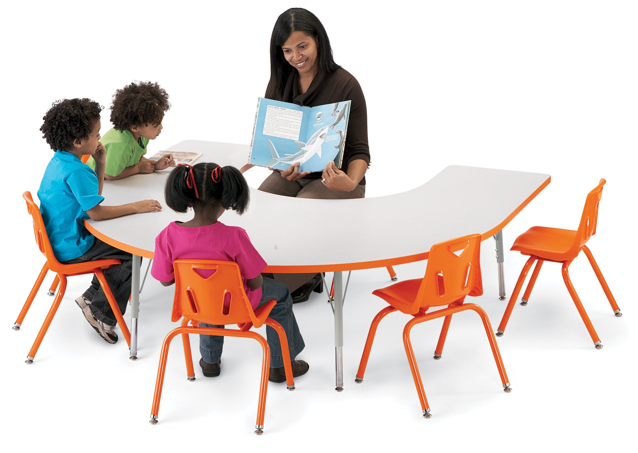 Berries® Horseshoe Activity Table - 66" X 60", Mobile - Freckled Gray/Purple/Gray