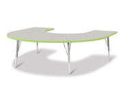 Berries® Horseshoe Activity Table - 66" X 60", E-height - Freckled Gray/Key Lime/Gray