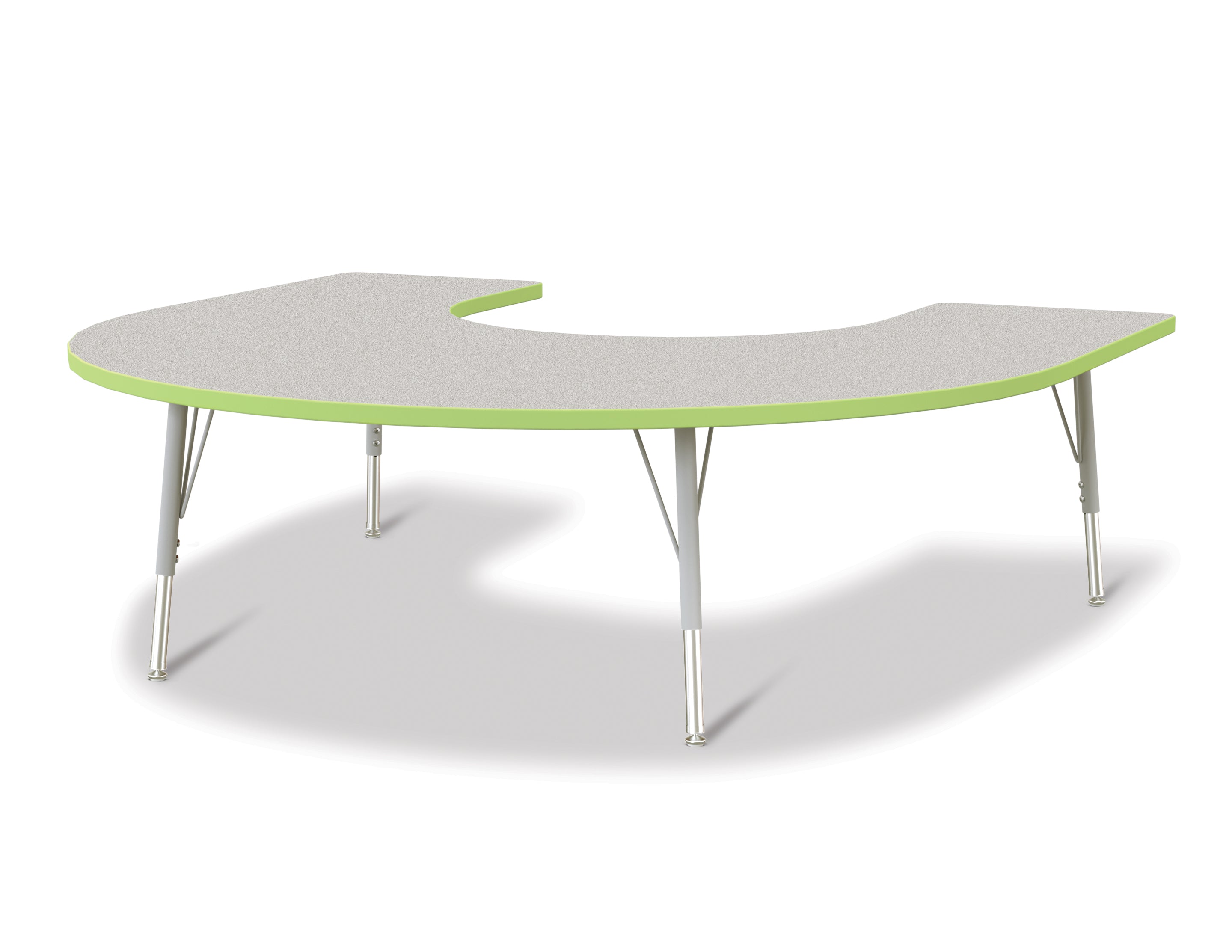 Berries® Horseshoe Activity Table - 66" X 60", E-height - Freckled Gray/Key Lime/Gray