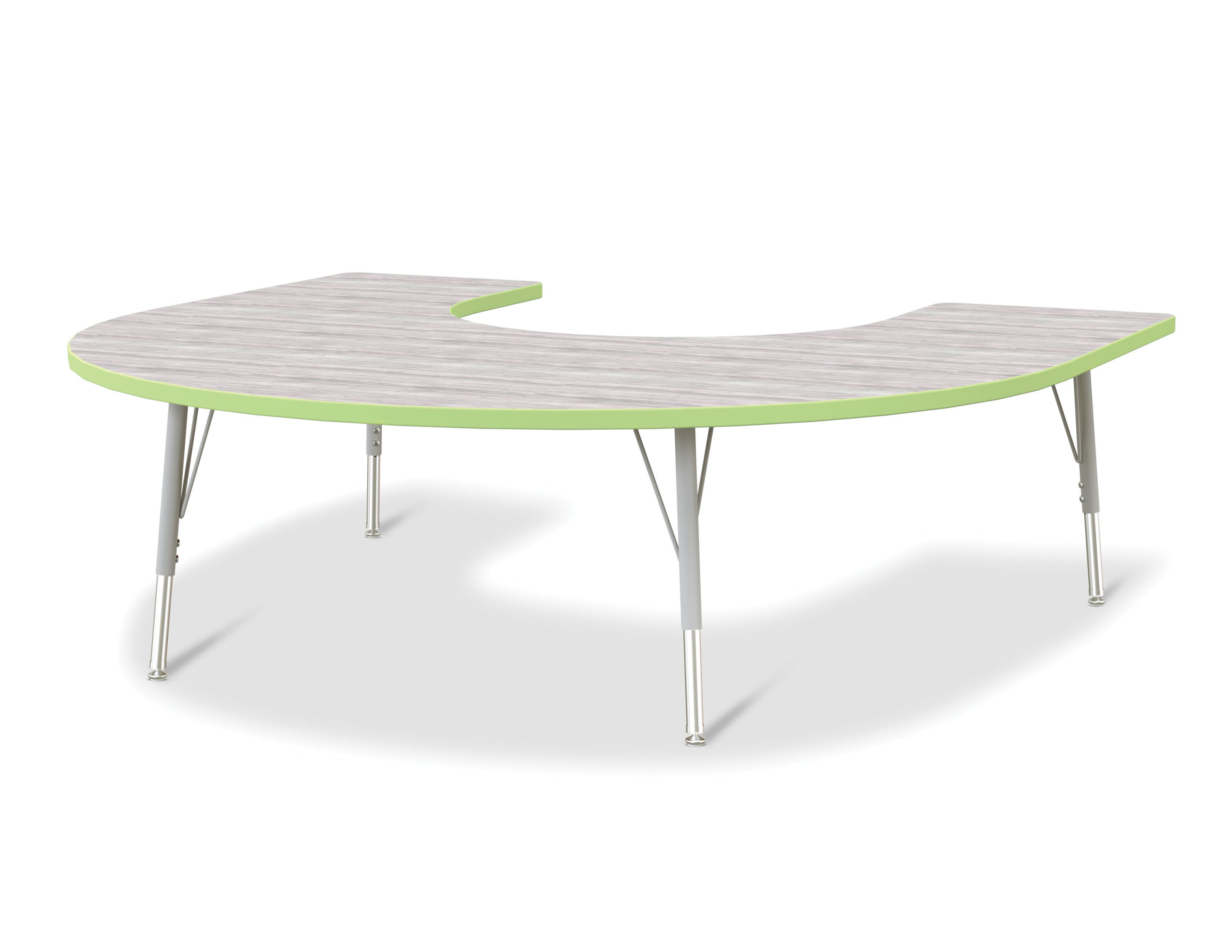 Berries® Horseshoe Activity Table - 60" X 66", E-height - Driftwood Gray/Key Lime/Gray