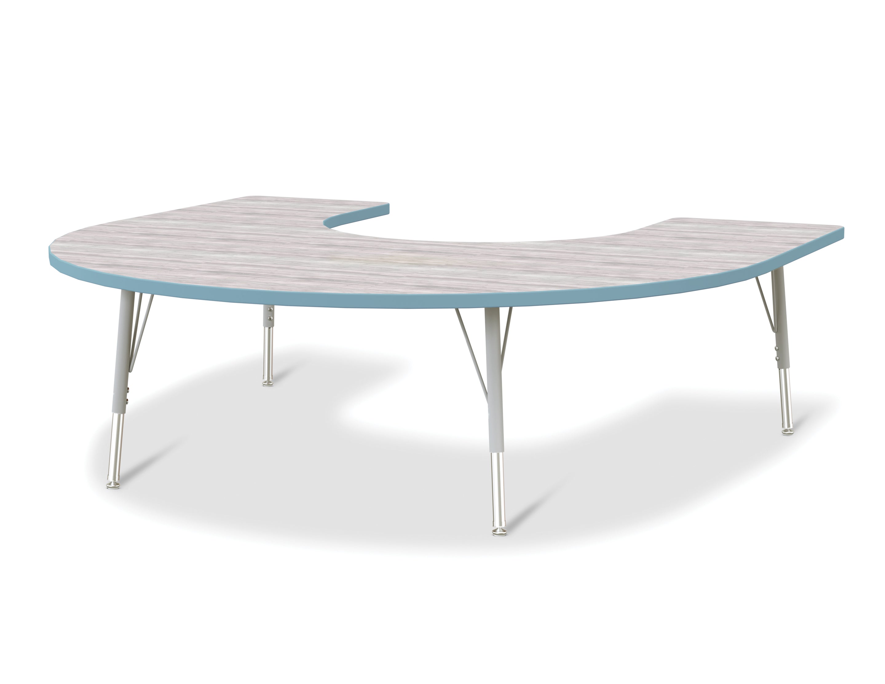Berries® Horseshoe Activity Table - 60" X 66", E-height - Driftwood Gray/Coastal Blue/Gray