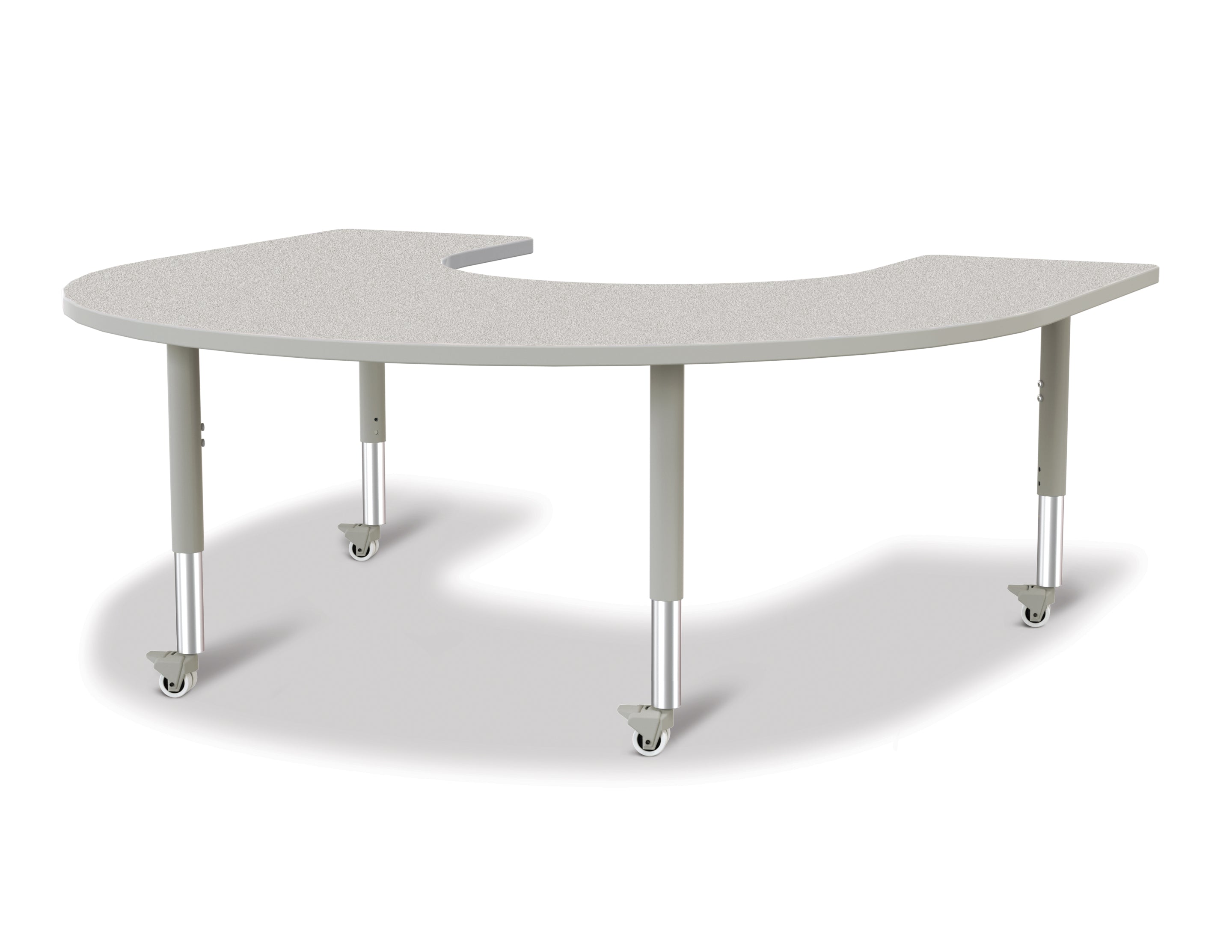 Berries® Horseshoe Activity Table - 66" X 60", Mobile - Freckled Gray/Gray/Gray