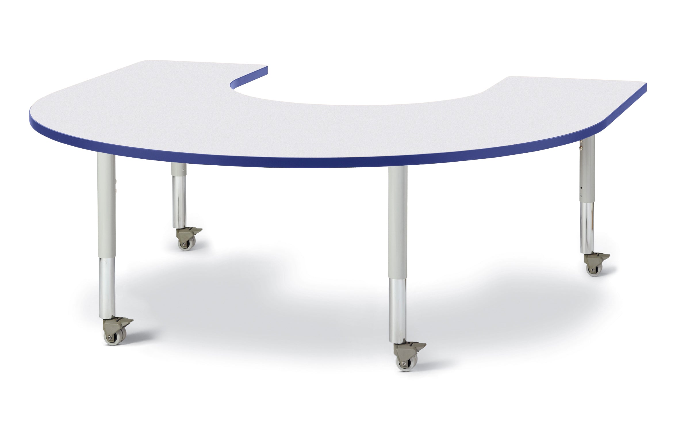 Berries® Horseshoe Activity Table - 66" X 60", Mobile - Freckled Gray/Blue/Gray
