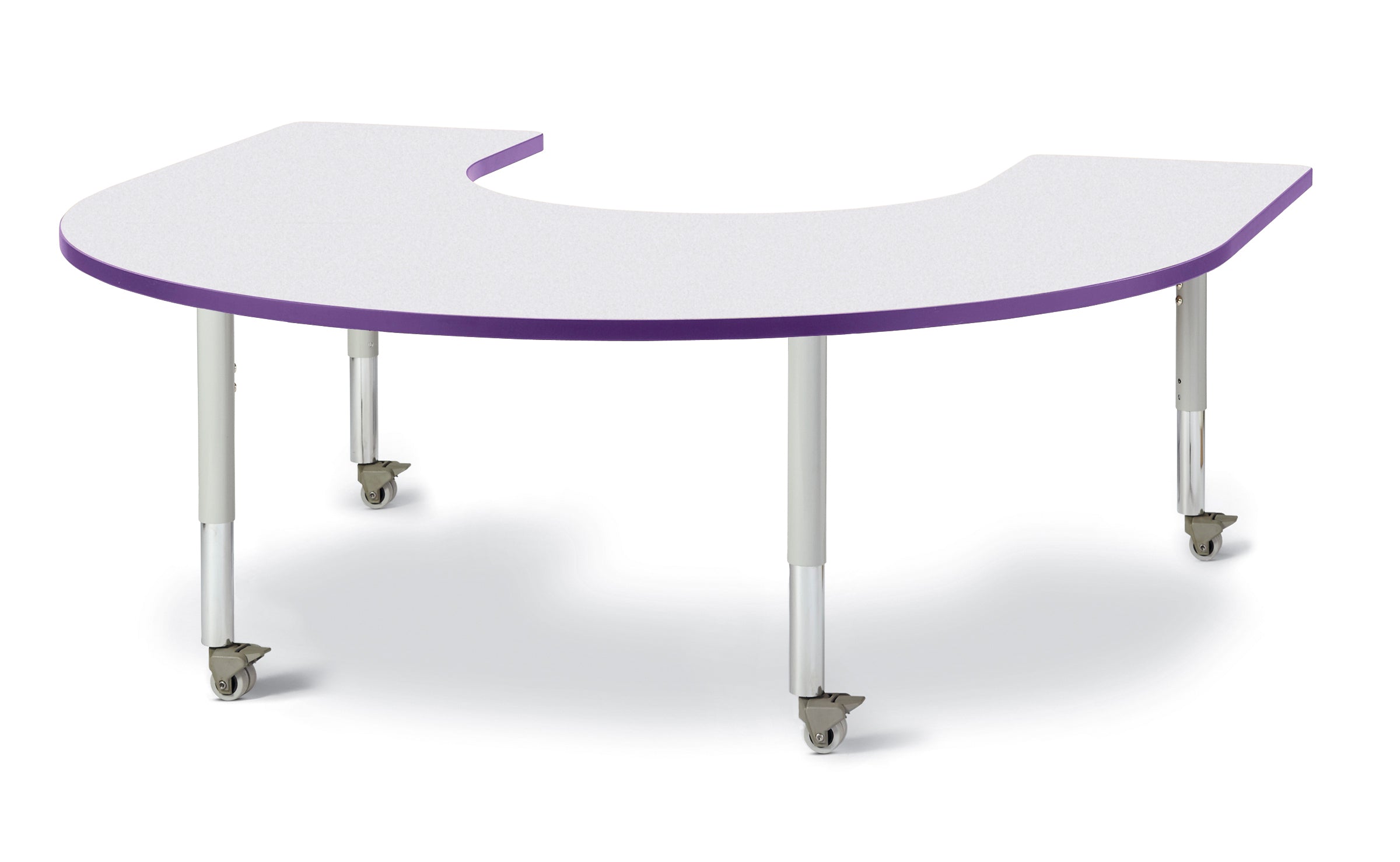 Berries® Horseshoe Activity Table - 66" X 60", Mobile - Freckled Gray/Purple/Gray