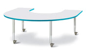 Berries® Horseshoe Activity Table - 66" X 60", Mobile - Freckled Gray/Teal/Gray