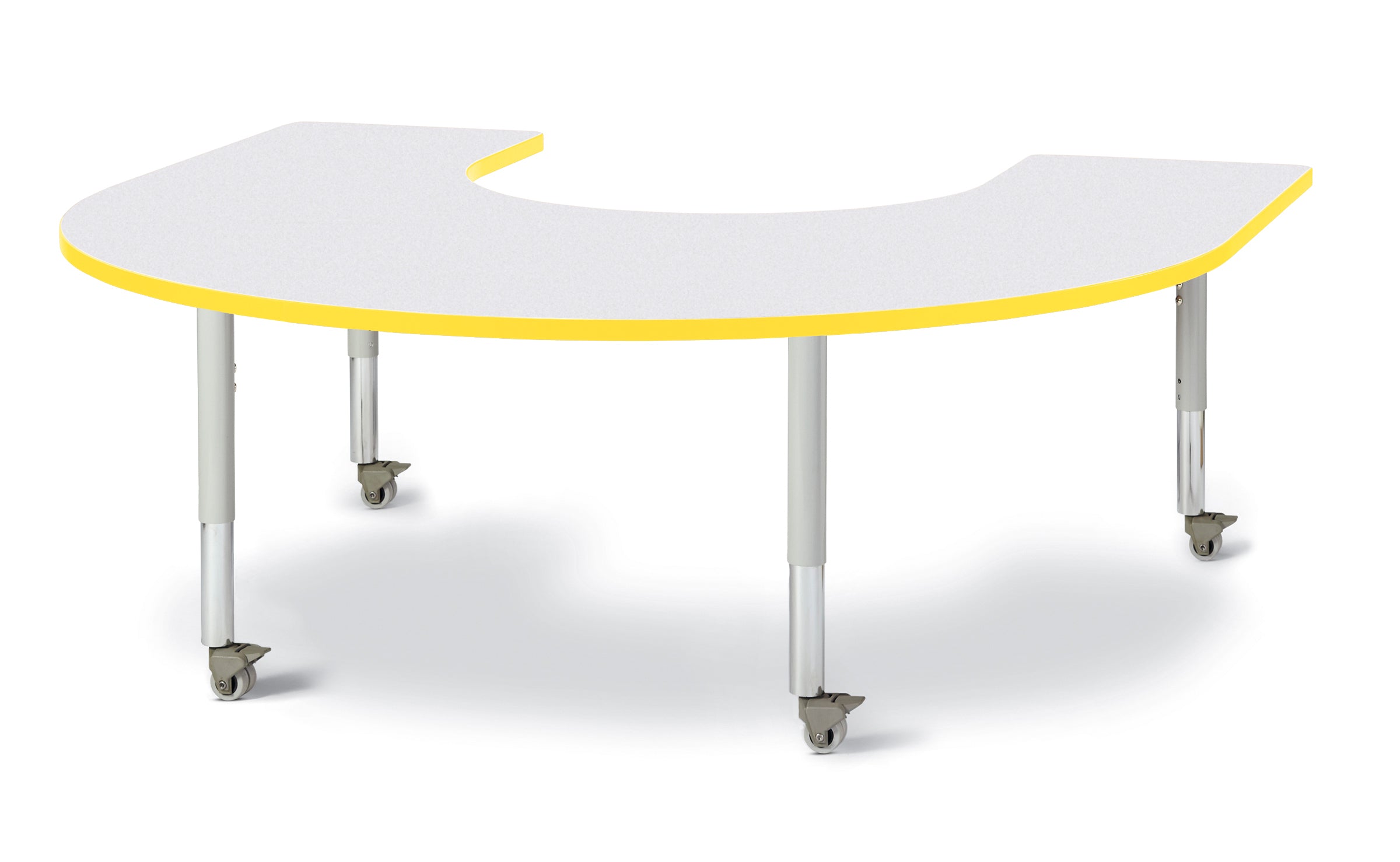 Berries® Horseshoe Activity Table - 66" X 60", Mobile - Freckled Gray/Yellow/Gray