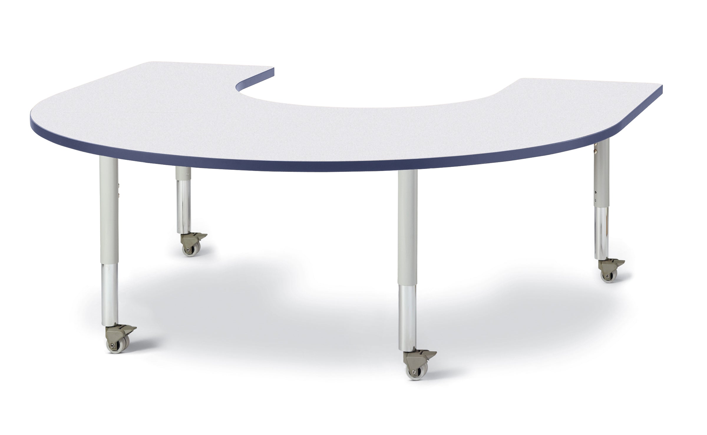 Berries® Horseshoe Activity Table - 66" X 60", Mobile - Freckled Gray/Navy/Gray