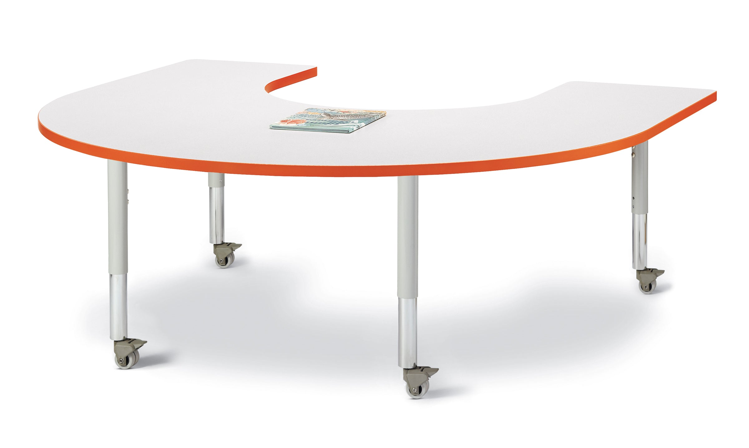 Berries® Horseshoe Activity Table - 66" X 60", Mobile - Freckled Gray/Orange/Gray