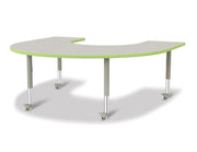 Berries® Horseshoe Activity Table - 66" X 60", Mobile - Freckled Gray/Key Lime/Gray