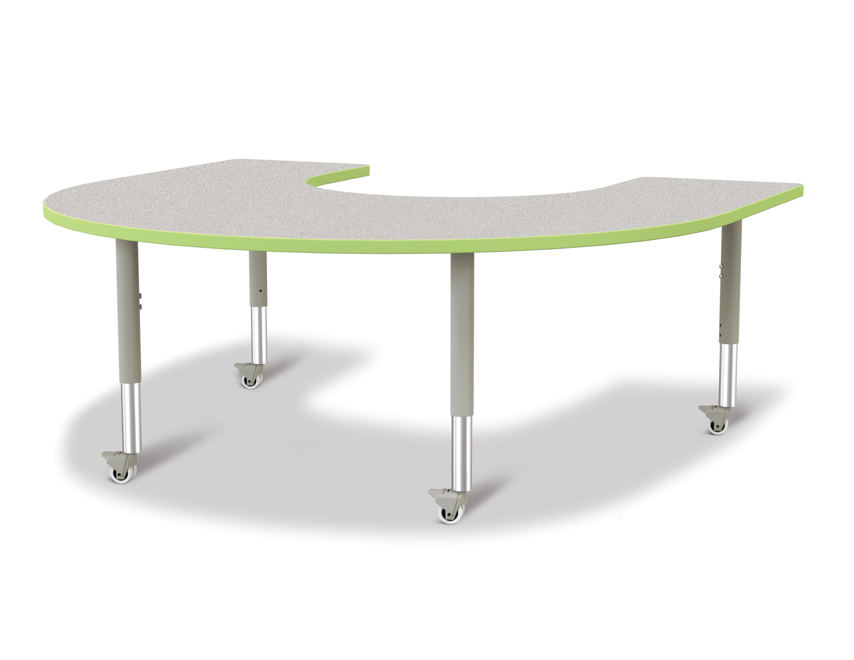 Berries® Horseshoe Activity Table - 66" X 60", Mobile - Freckled Gray/Key Lime/Gray