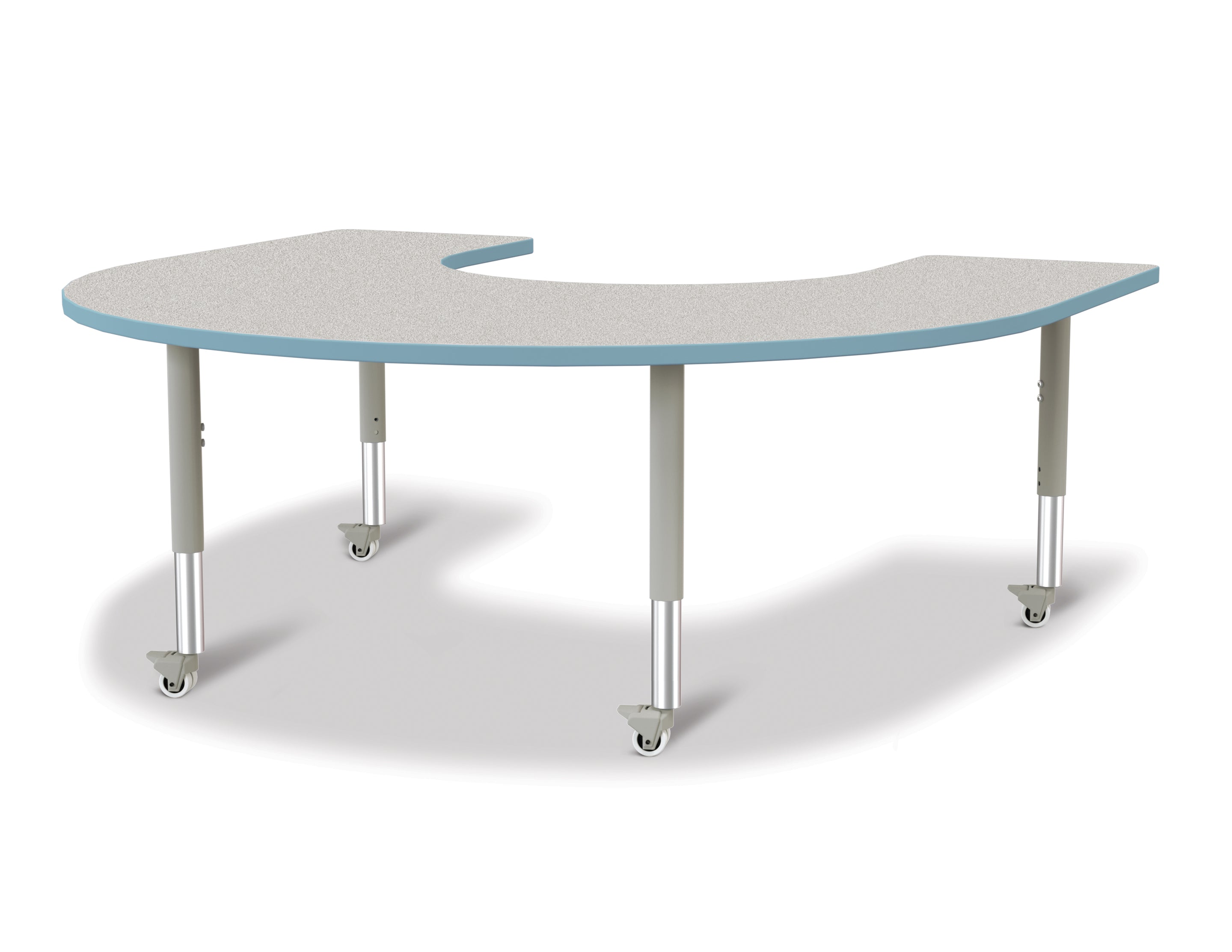 Berries® Horseshoe Activity Table - 66" X 60", Mobile - Freckled Gray/Coastal Blue/Gray