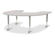 Berries® Horseshoe Activity Table - 60" X 66", Mobile - Driftwood Gray/Gray/Gray