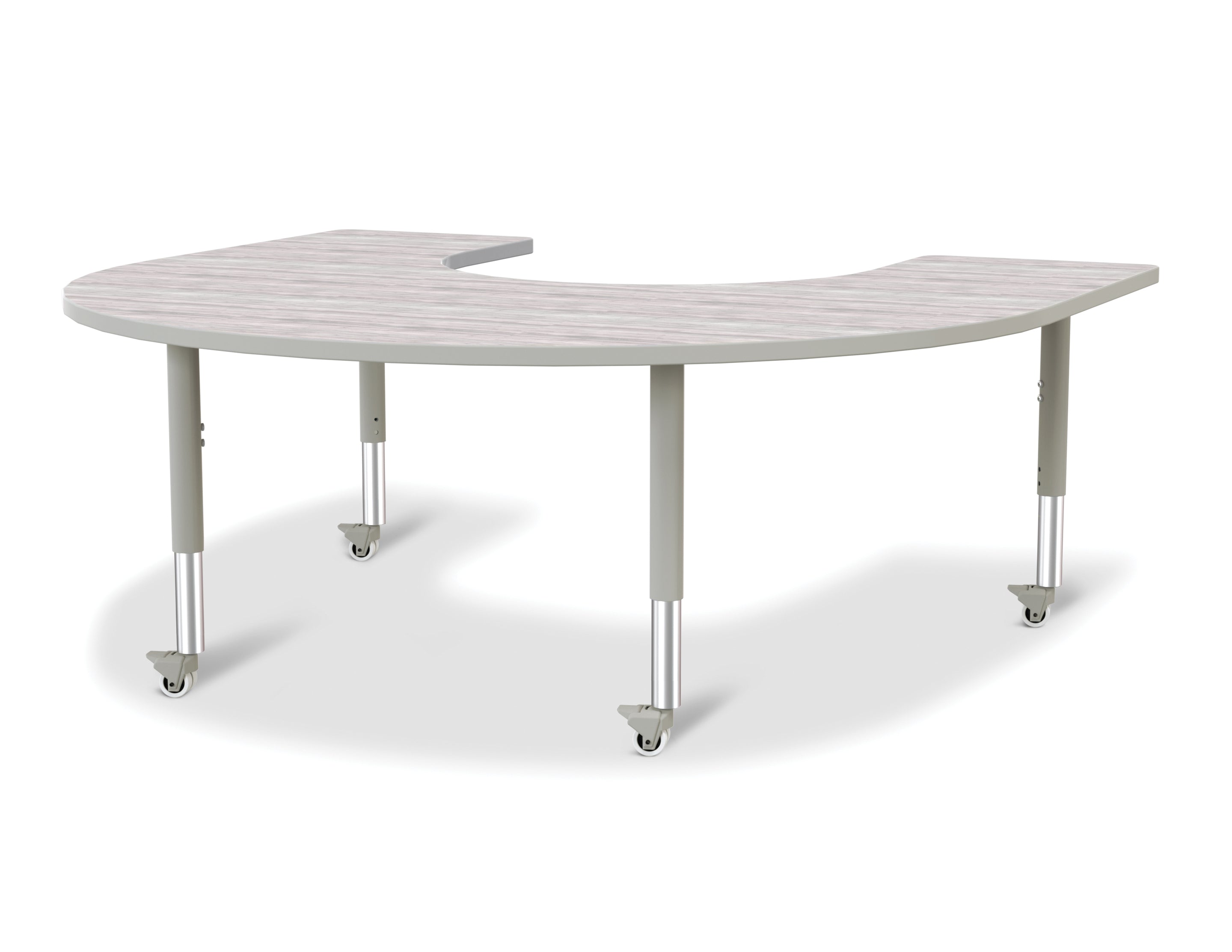 Berries® Horseshoe Activity Table - 60" X 66", Mobile - Driftwood Gray/Gray/Gray