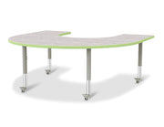 Berries® Horseshoe Activity Table - 60" X 66", Mobile - Driftwood Gray/Key Lime/Gray