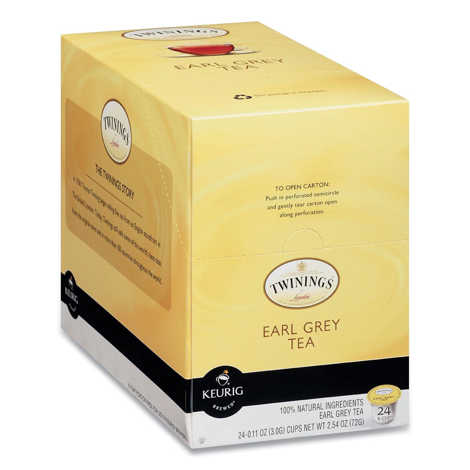Tea K-Cups, Earl Grey, 0.11 Oz K-Cups, 24/box