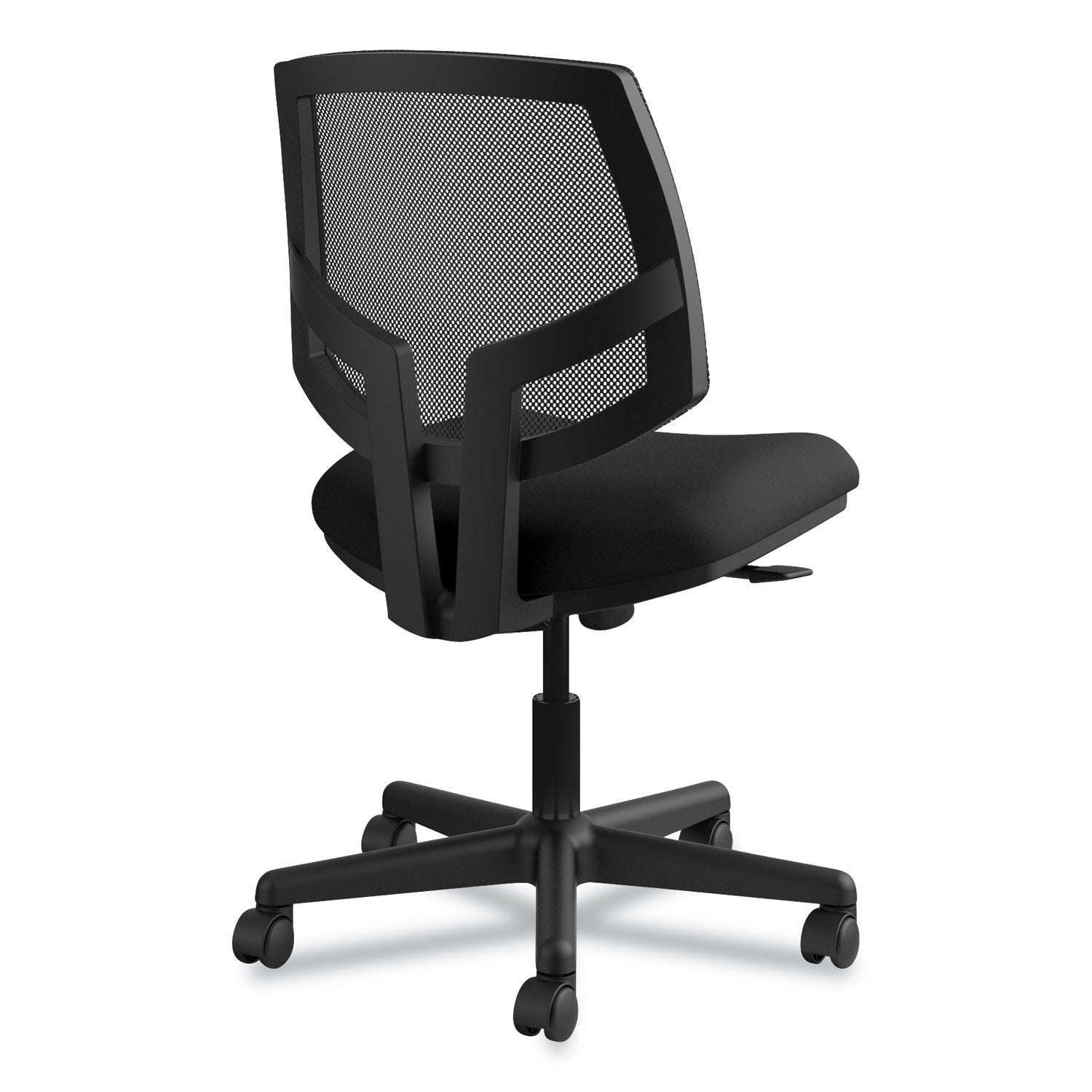 HON Volt Chair, Black Fabric Seat, Mesh Back, Black Frame, 360° Swivel, Pneumatic Height Adjustment, Tilt Tension, Synchro Tilt, Tilt Lock, Casters, No Armrests, 1 Each
